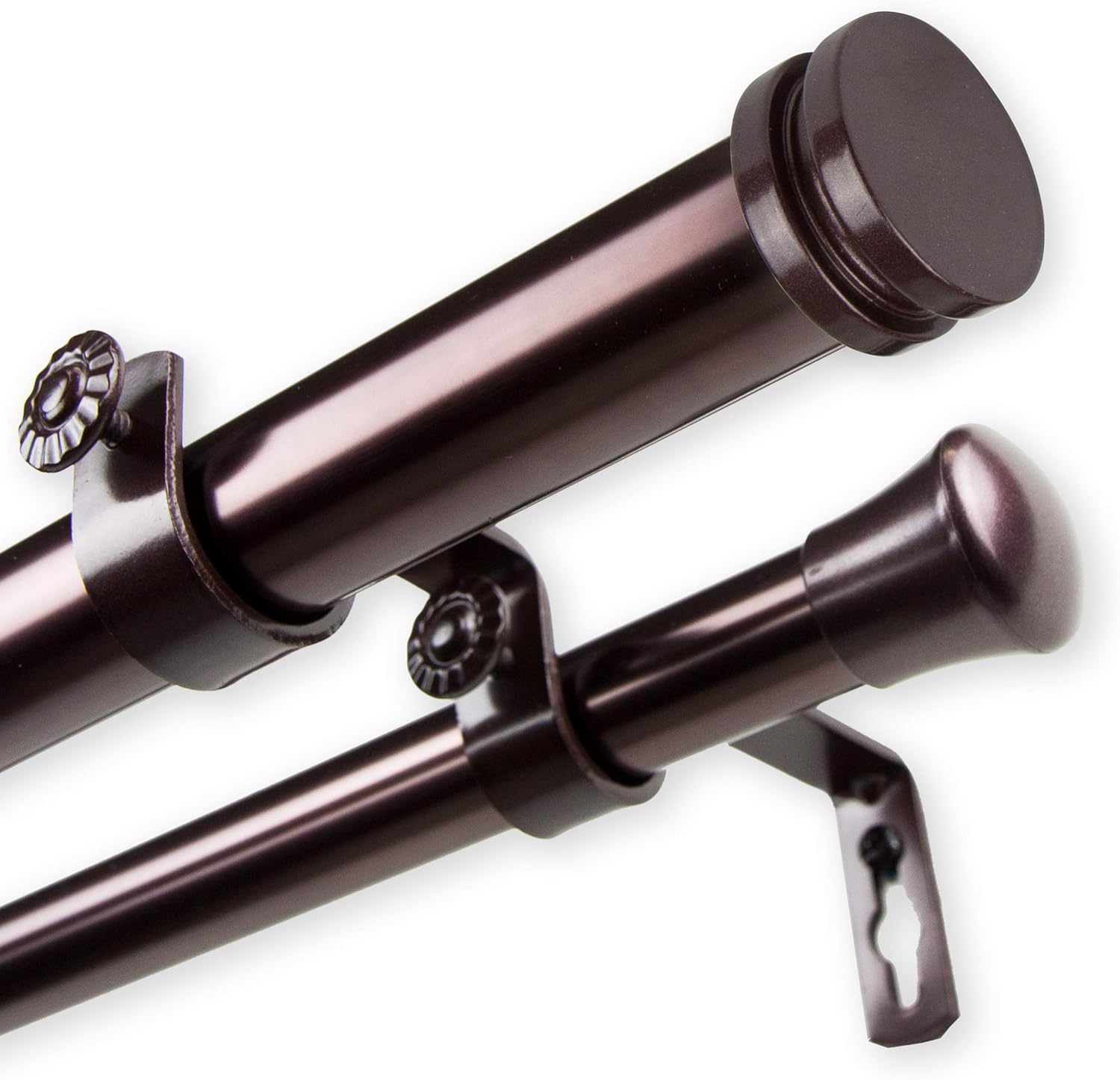 Rod Desyne 1" Bun Double Curtain Rod, 160-240", Bronze