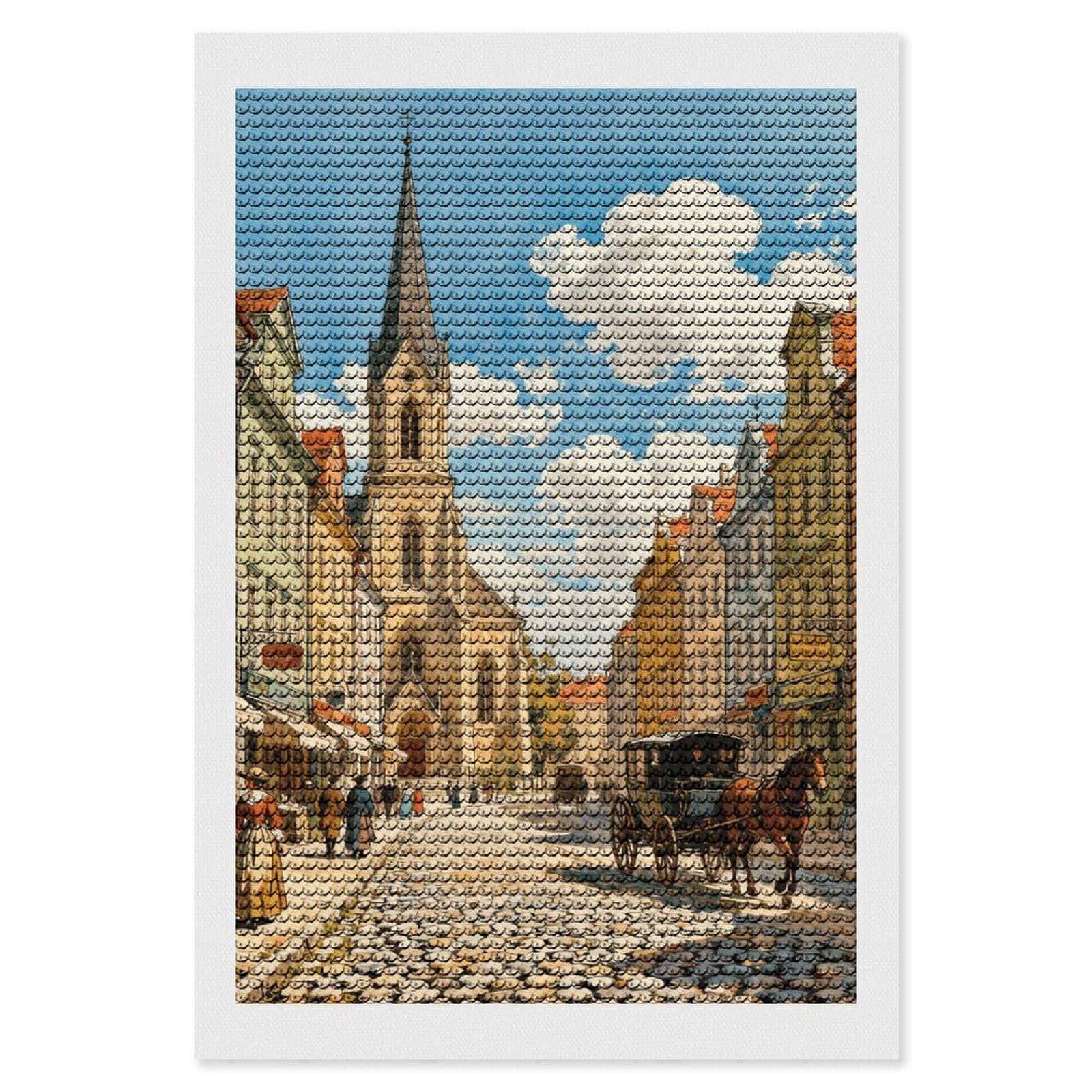 DWVTSLH European Street View Diamond Painting Kits for Adults, Personalized Diamond Photo Art Full Drill, DIY 5D Diamond Art Painting Kits for Beginners, Home Wall Decor 8"x12"