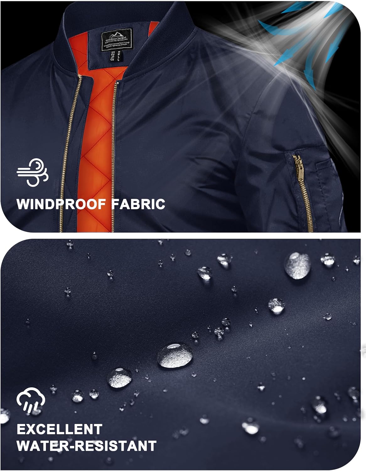 TACVASEN Men's Jackets-Bomber Jacket Fall Winter Warm Windbreaker Full Zip Casual Padded Coats - Image 3