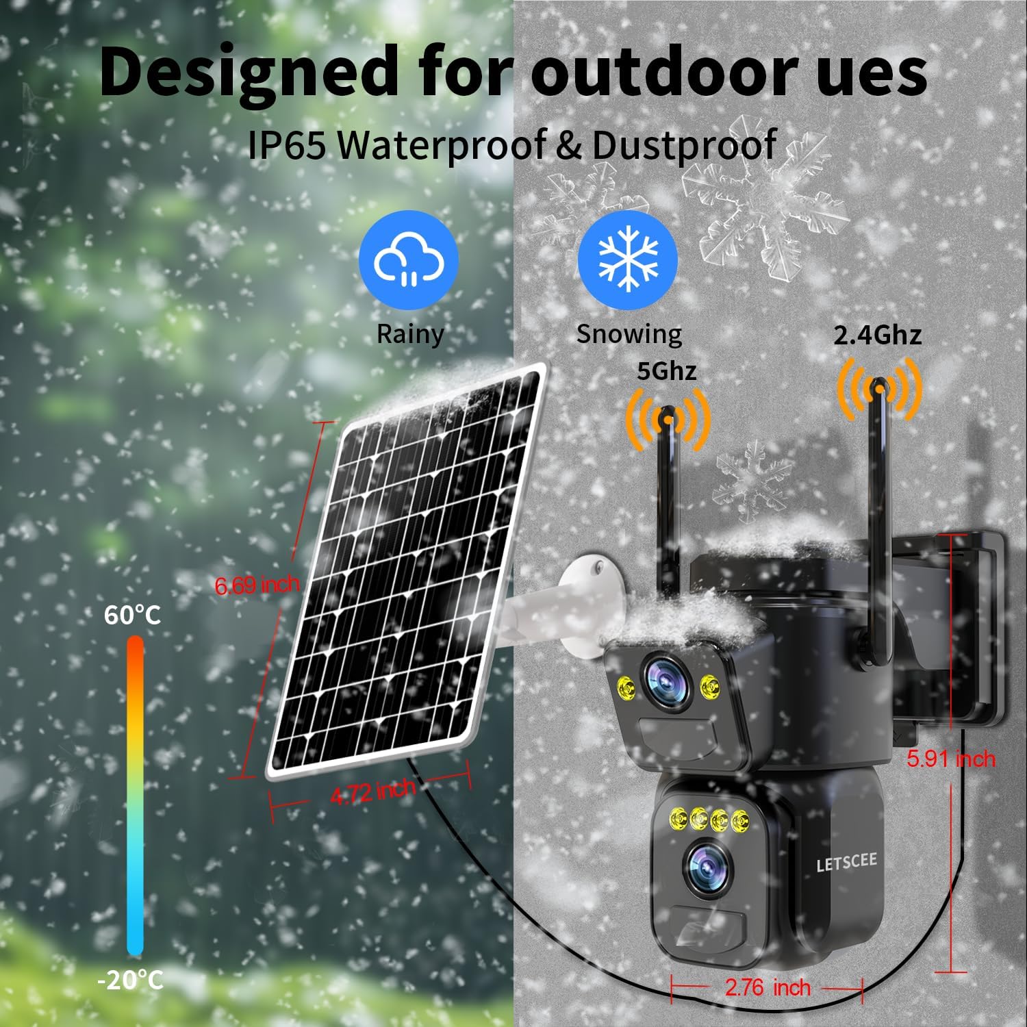 Security Cameras Outdoor WiFi,5G/2.4G Cameras for Home Security Solar Power with Dual Lens,Motion Detection,Night Vision,2-Way Audio,Weather Proof,No Subscription Fee - Image 8