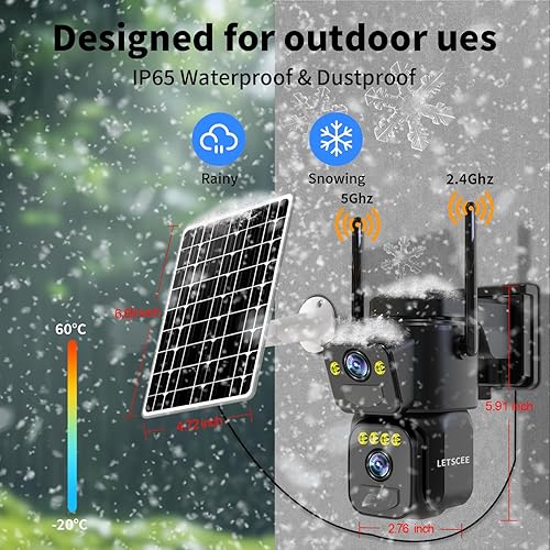 Miniatura 8 de Cámaras de seguridad WiFi para exteriores, cámaras 5G2.4G para energía solar de seguridad en el hogar con doble lente, detección de movimiento,