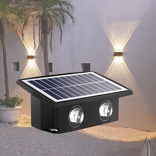 Luz solar de pared para exteriores, luces de pared arriba y abajo, luces de pared para exteriores, carcasa de aluminio para patio, terraza, jardín,