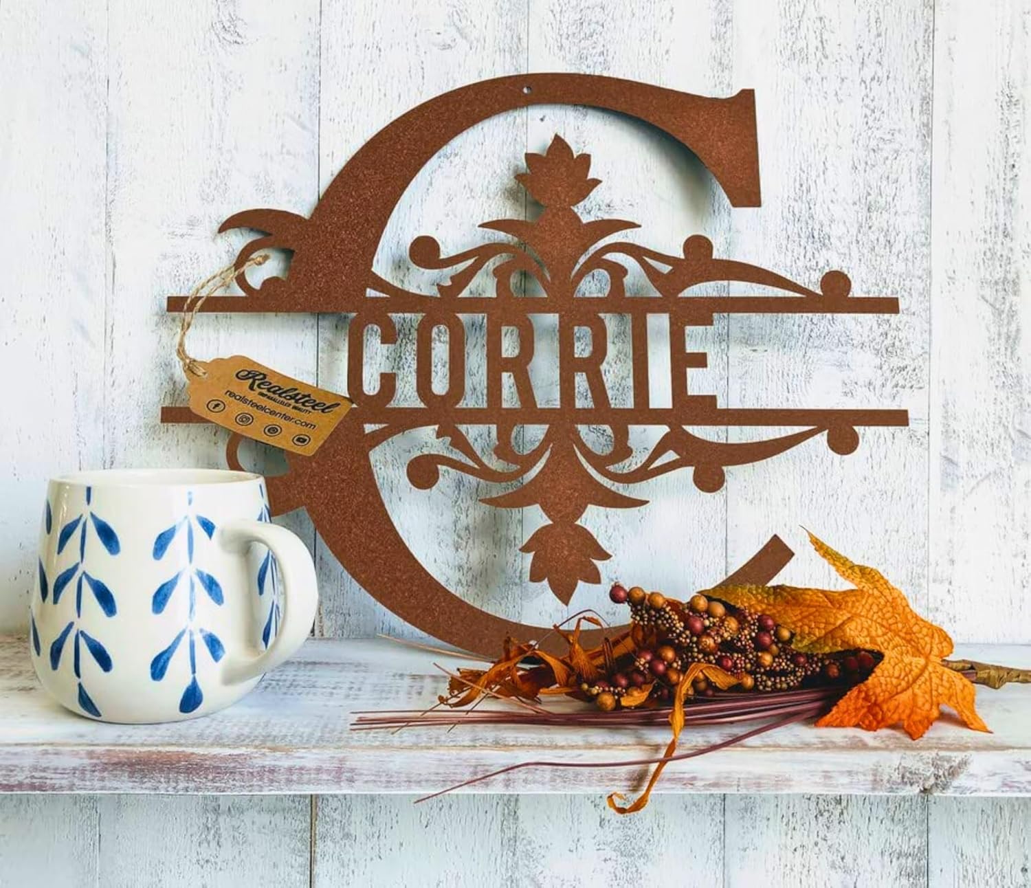 RealSteel Personalized Family Name Metal Sign | Custom Last Name Welcome Monogram Wall Art for Indoor & Outdoor Home Decor | Rustic Front Door, Porch & Housewarming Gift | Made in USA