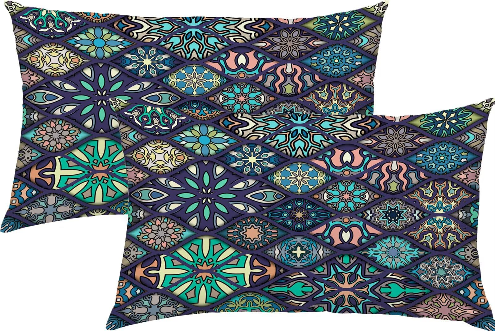 Poszewki na poduszki na sofę 60 x 80 cm zestaw 2 retro poszewki na poduszki