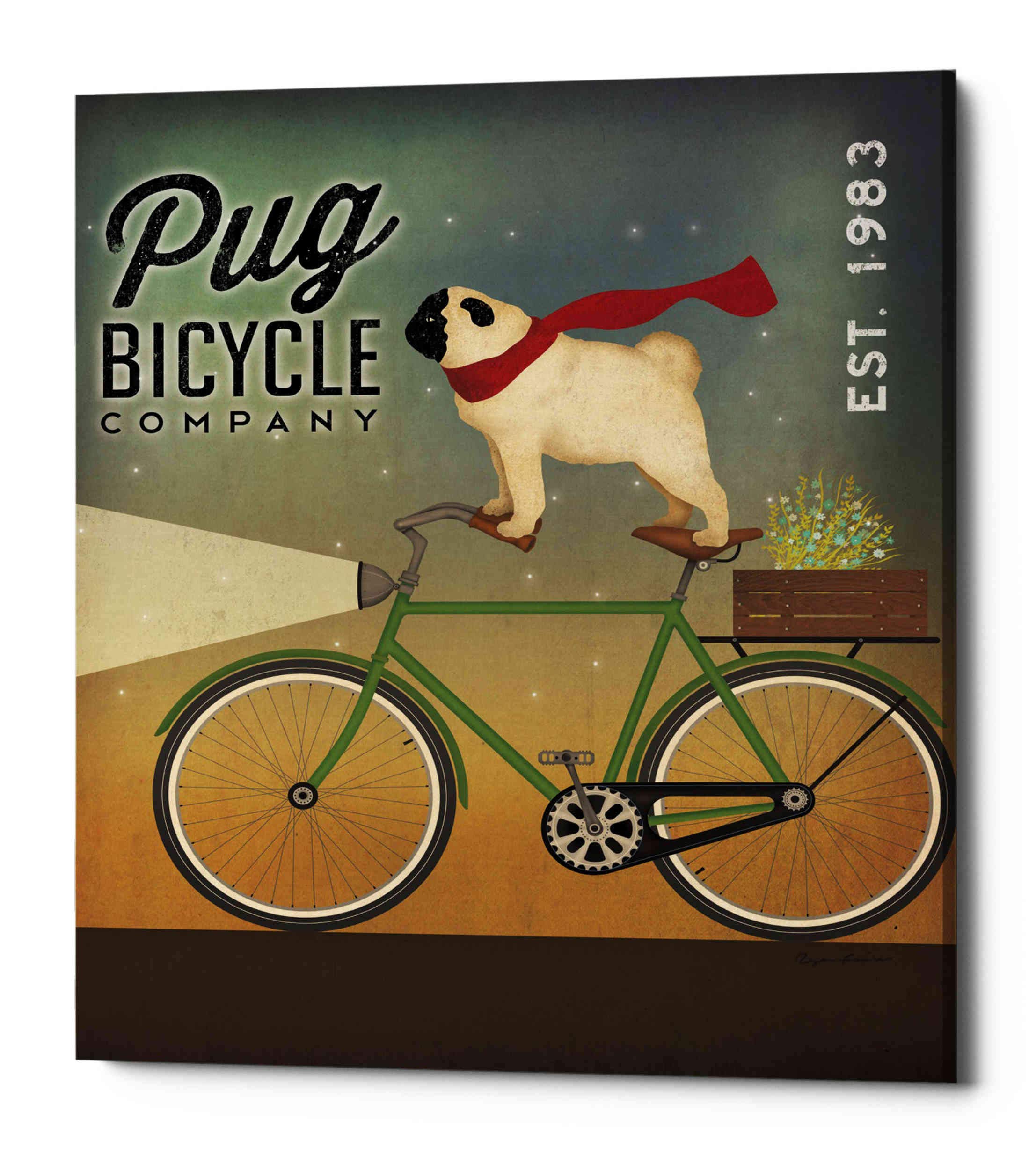 Epic GraffitiPug on a Bike' by Ryan Fowler, Canvas Wall Art, 12"x16"