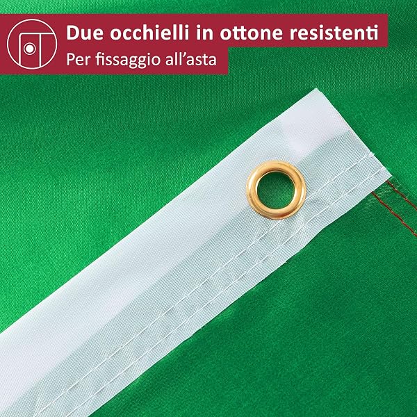 Aricona Bandiera Italia 90x150cm – italiana – grande - resistente alle intemperie - con occhielli in ottone - in tessuto 100% poliestere - cuciture doppie robuste e colori vivaci – ideale per barca - 5