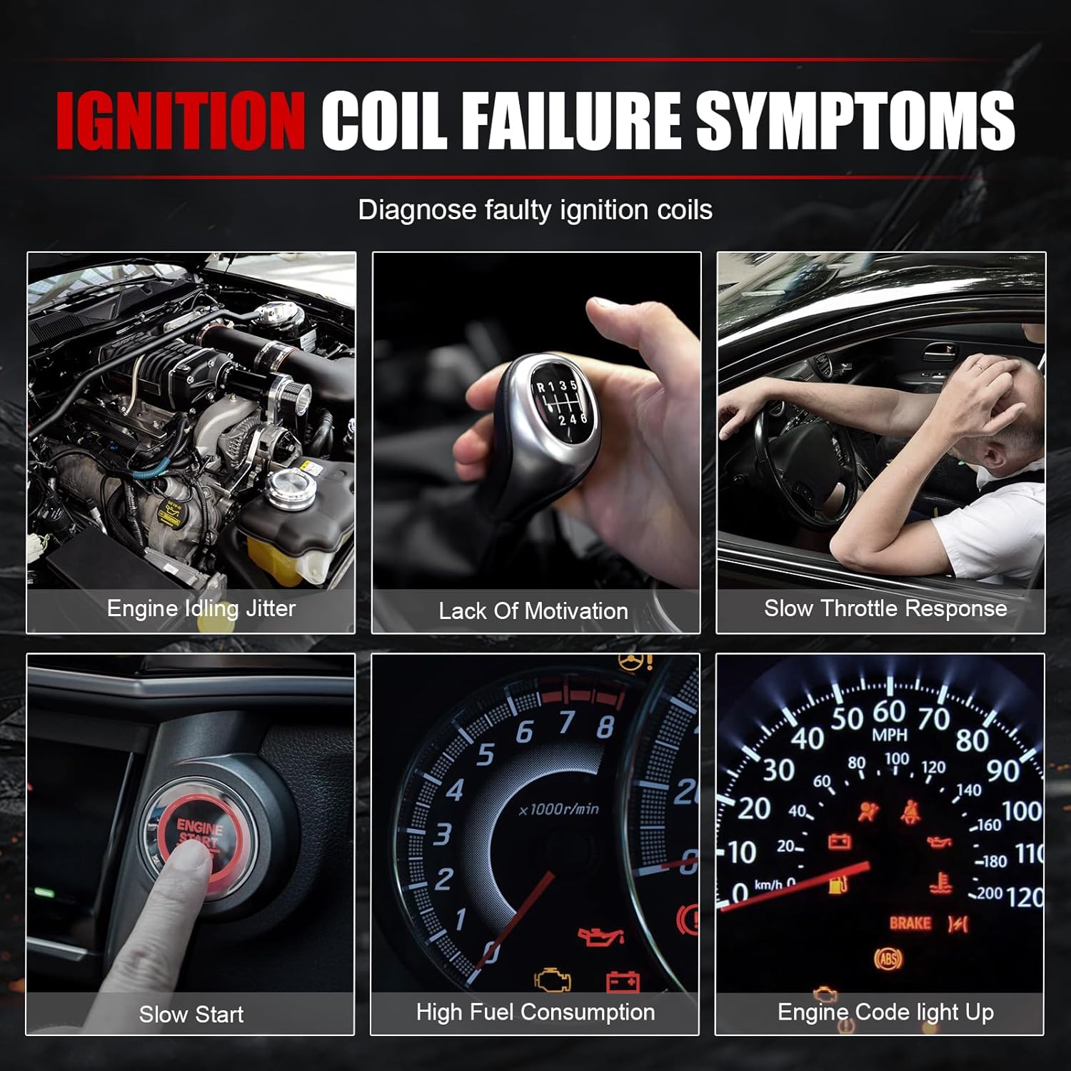 Ignition Coil Pack Compatible with Ford Lincoln Mercury 4.6L 5.4L V8,Set of 8 Curved Boot Ignition Coil Packs Replace# DG508 C1454 C1417 FD503 DG473 DG481 DG491 1L2U12029AA I2LU-12A388-AA