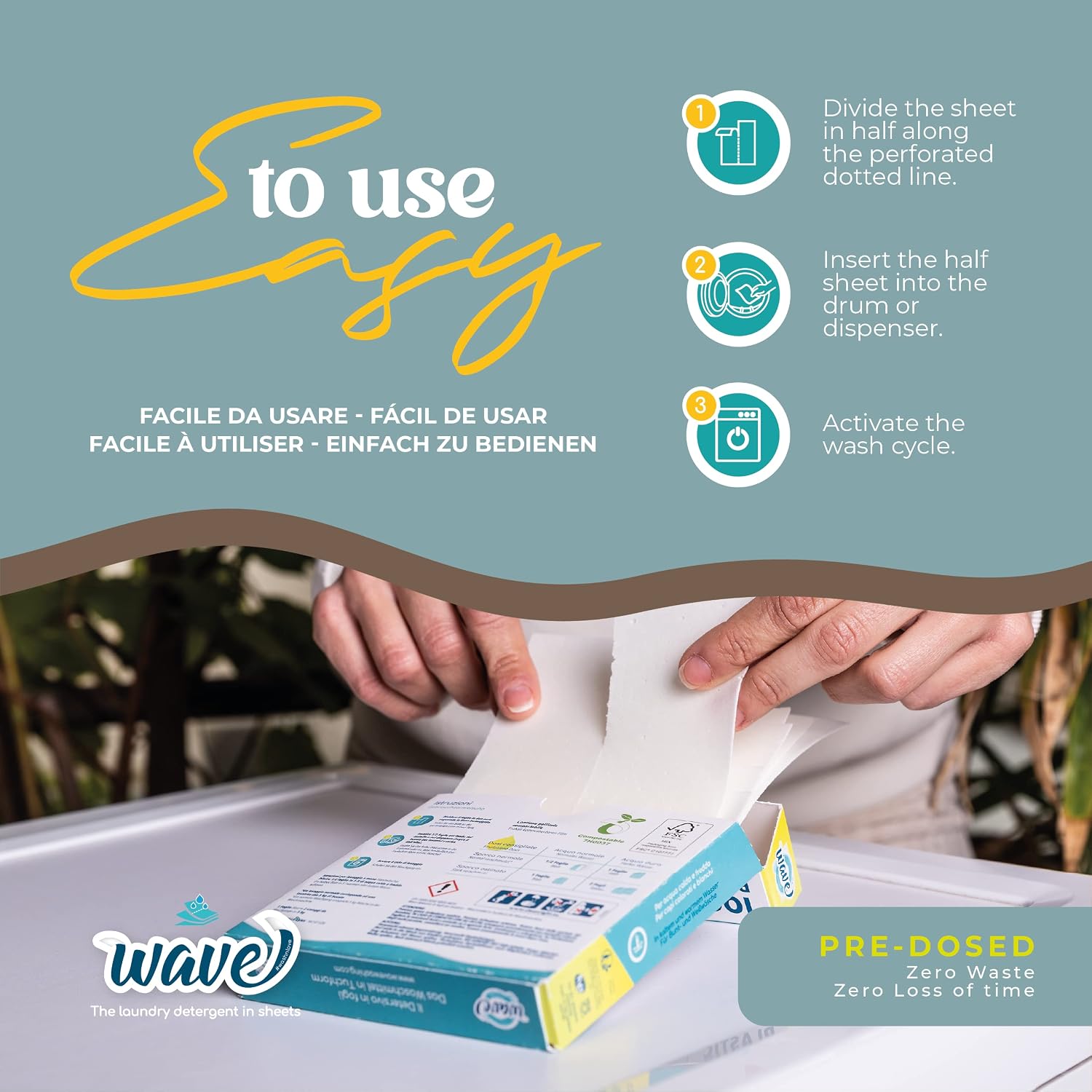 Wavi Ropa Wave Washing Classic – Detergente para ropa en hojas – 100% libre de ...