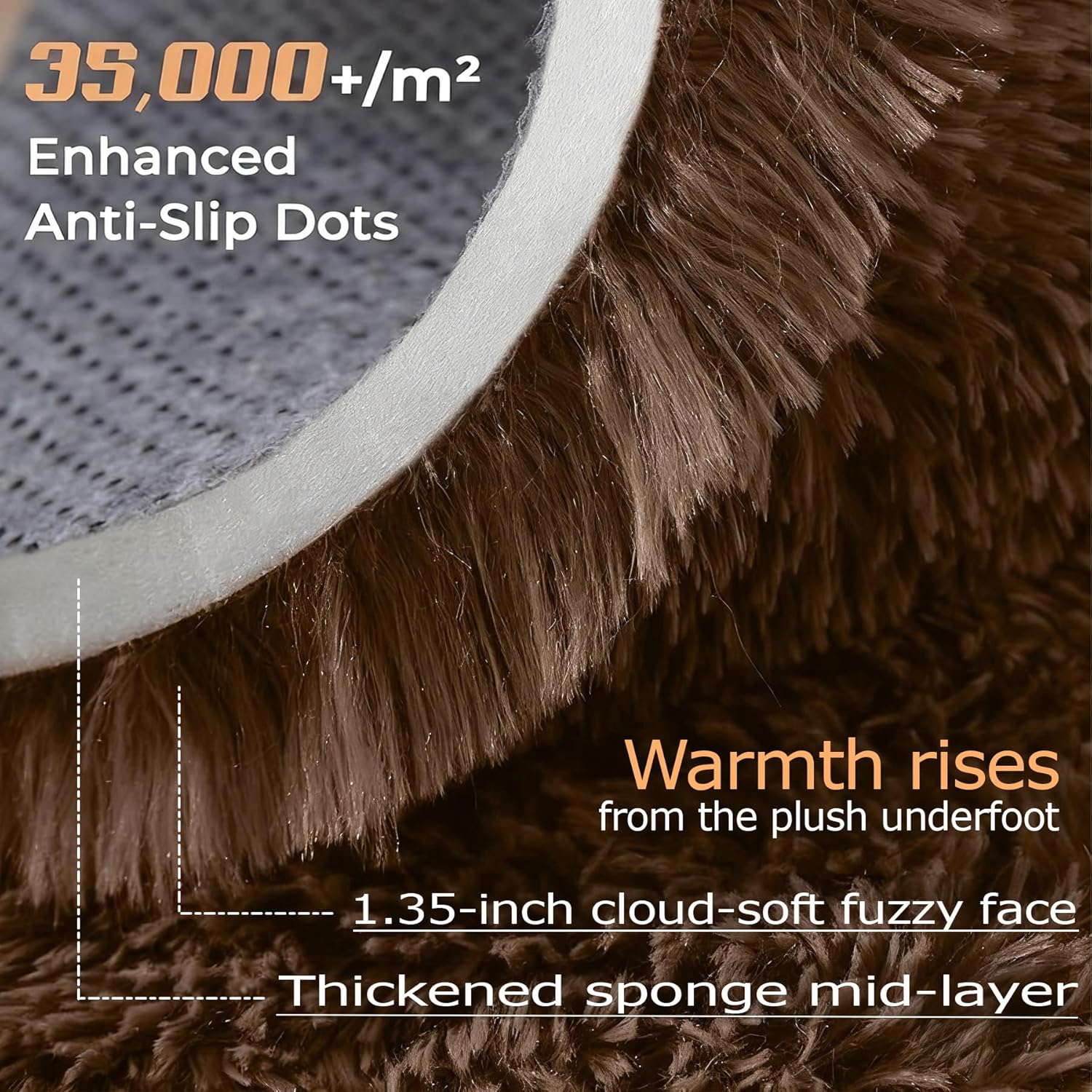 8x10 Area Rugs for Living Room: Fluffy Shag Soft Washable Rug Large Fuzzy Plush Indoor Carpet for Bedroom Nursery Playroom Kids Girls Boys Room (Coffee, 8'x10')