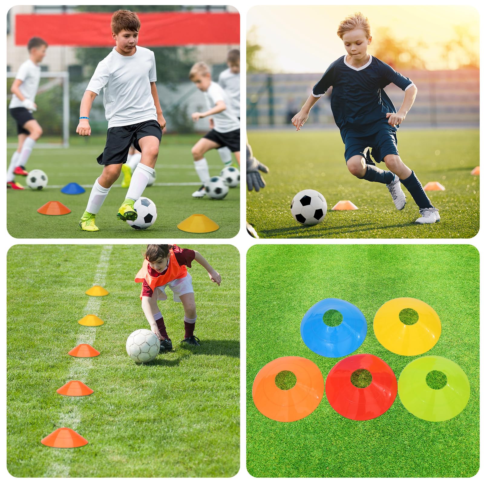 BIRDDIE Lot de 60/120 cônes d'entraînement de football, de sport, de football, de marquage d'agilité, avec sac de transport et support pour exercices, basket-ball, entraînement, équipement