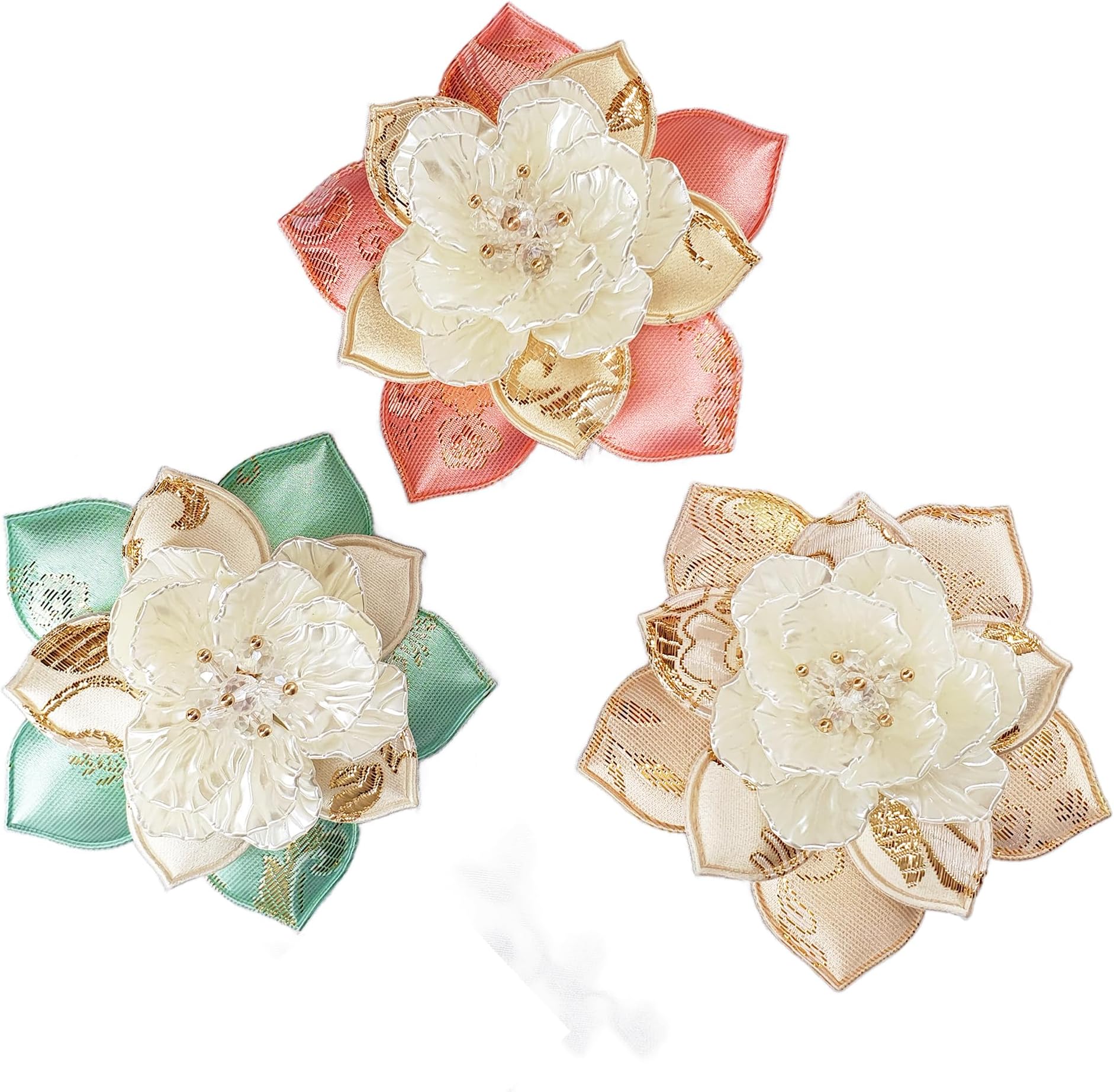 3 Pcs Flower Hair Clips, Handmade Hair Accessories for Women, Korean Traditional Hair Clips for Party Wedding Daily, Gifts for Mother Girlfriend Bride, Made in Korea