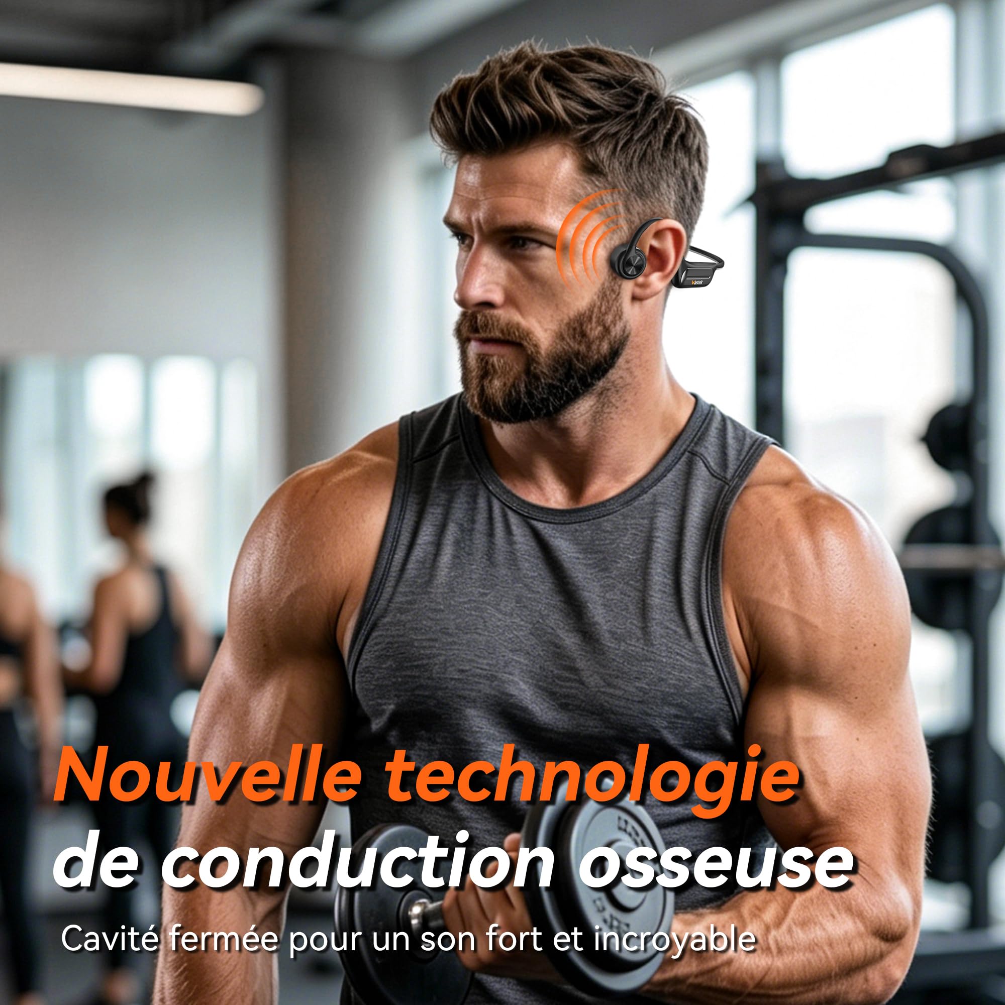 Wantek Casque Conduction Osseuse Natation IP68 Étanche, Casque Bluetooth 5.3 avec Lecteur MP3 32 Go Intégré, Casque Sport Open Ear sans Fil, 8H d'Autonomie pour Natation, Running, Vélo et Fitness