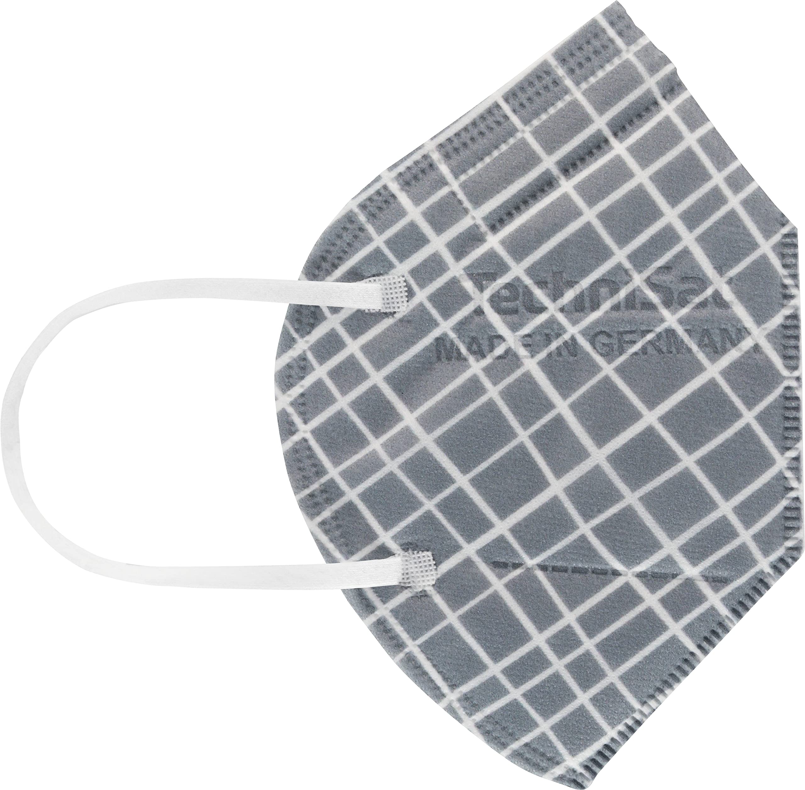 TechniSat TECHNIMASK 2.0 - FFP2 Maske (5-lagige Gesichtsmaske mit hochwertigem Vlies, Mund- und Nasen-Bedeckung, dermatologisch getestet, Made in Germany) Muster Karo - 15 Stück