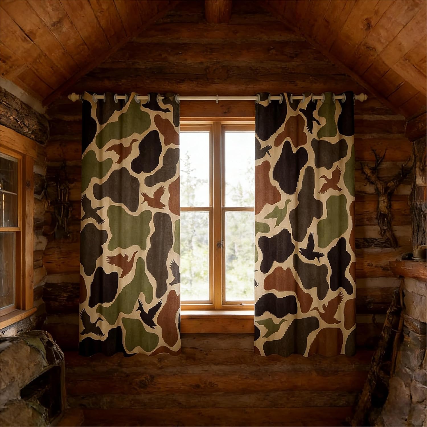 Erosebridal Duck Hunting Blackout Curtains 52" Wx84 L, 2 Panels Army Camo Window Curtains Camouflage Military Window Treatments Drapes for Bedroom Wild Woodland Farmhouse