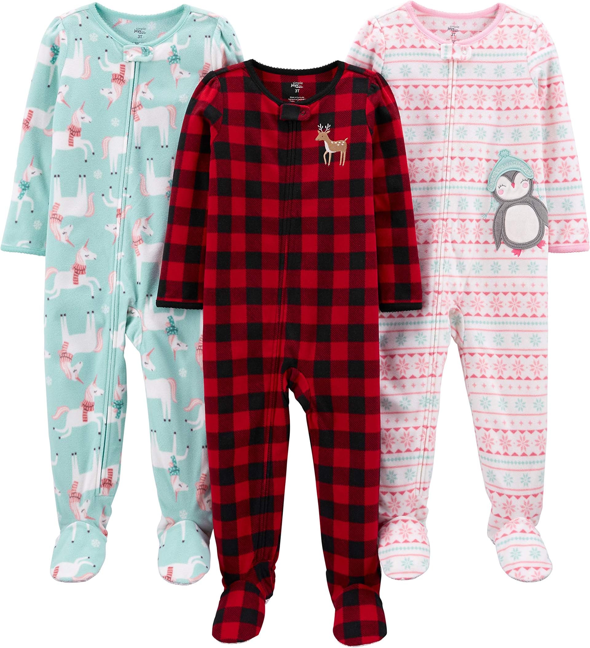 girls Loose-Fit Flame Resistant Fleece Footed Pajamas