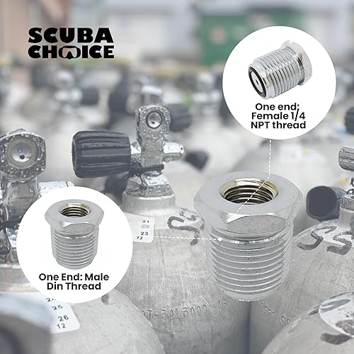 Miniatura 5 de Scuba Choice Buceo Buceo Hembra 14 NPT a Macho Din Adaptador Rosca