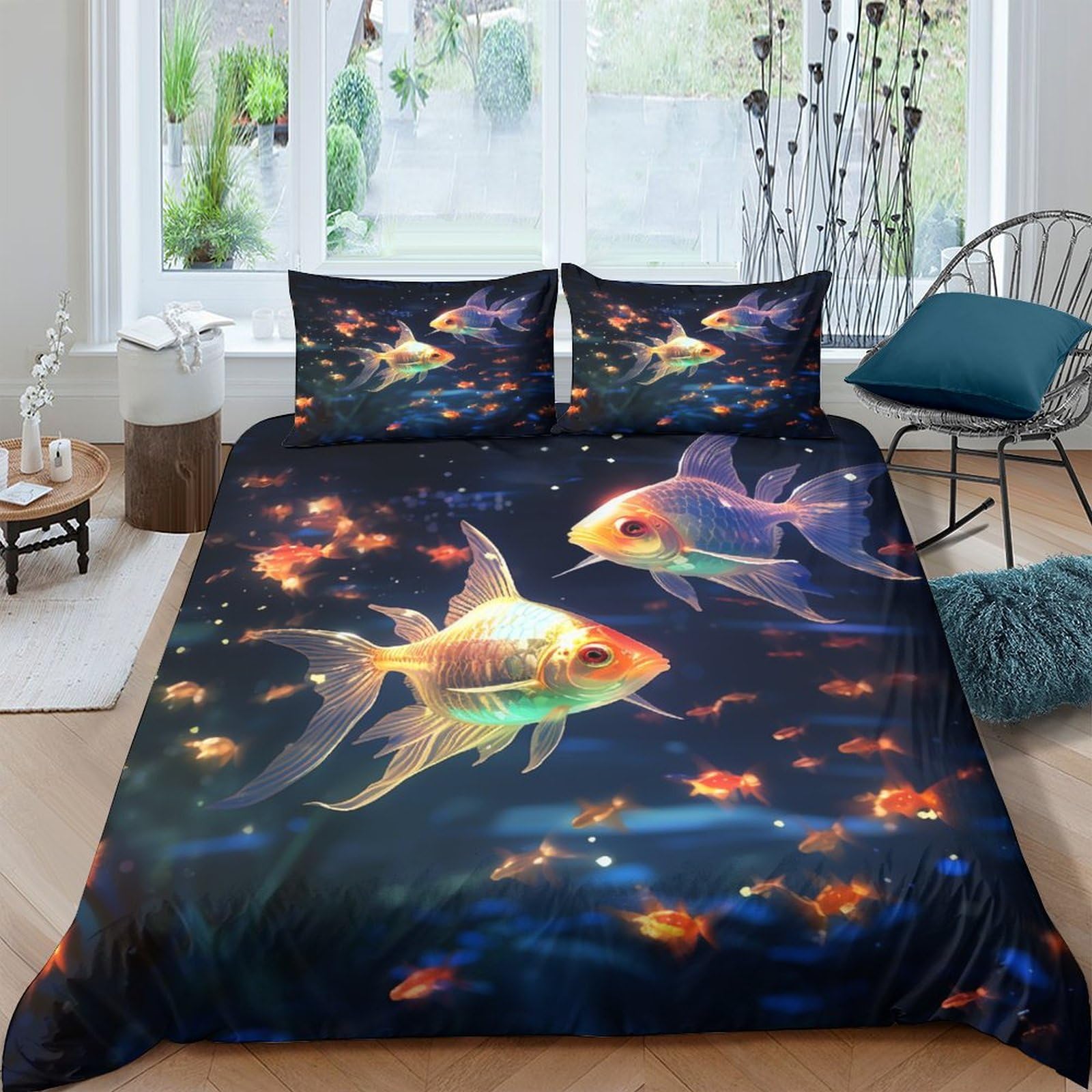 Parure de couette poisson tropical 3D, le cadeau idéal pour passionnés de mer