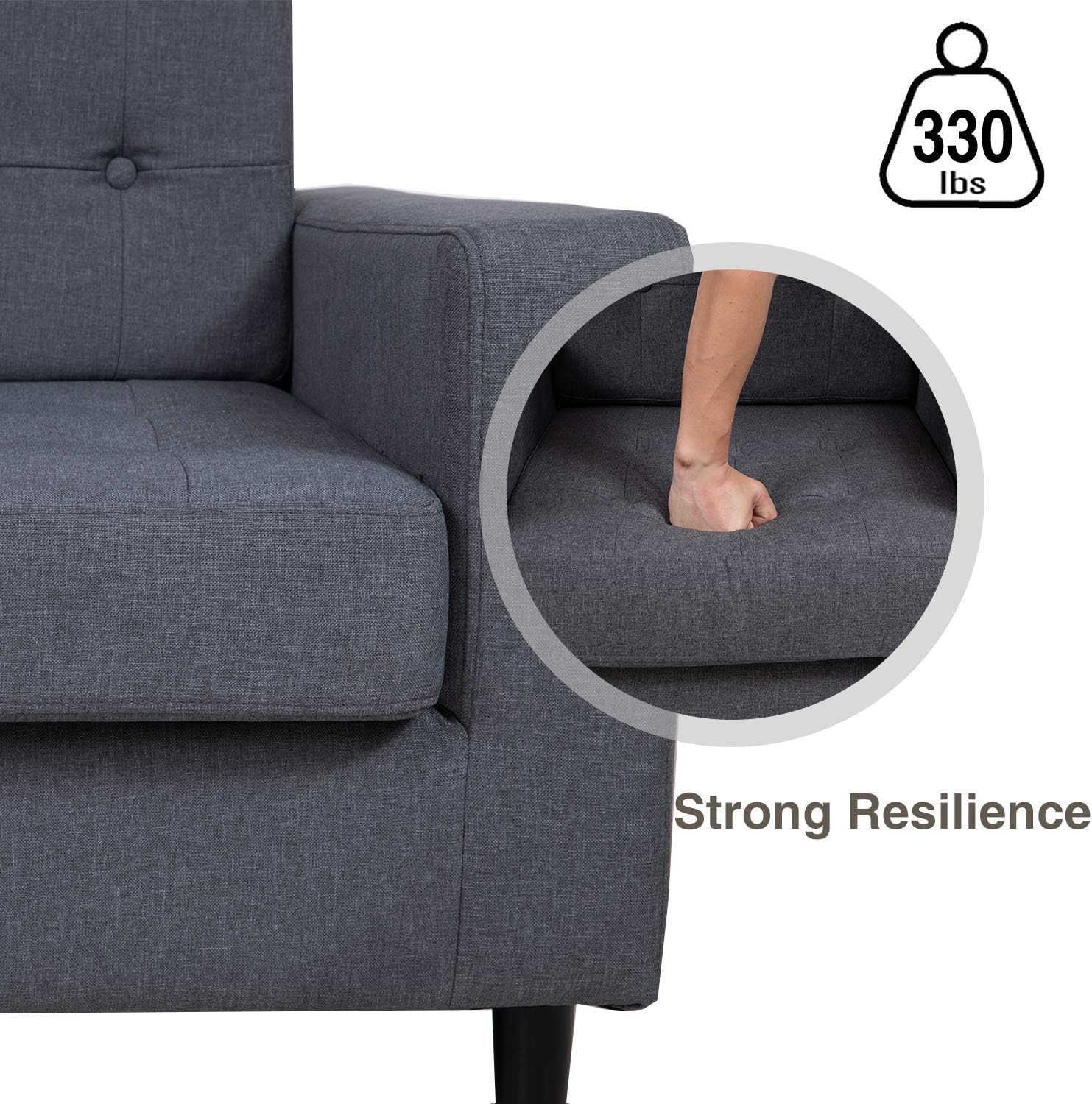 MOLANEPHY Mid-Century Accent Chair, Home Upholstered Arm Chairs for Living Room, Bedroom, Thick Padded Modern Sofa (Dark Gray) : Home & Kitchen