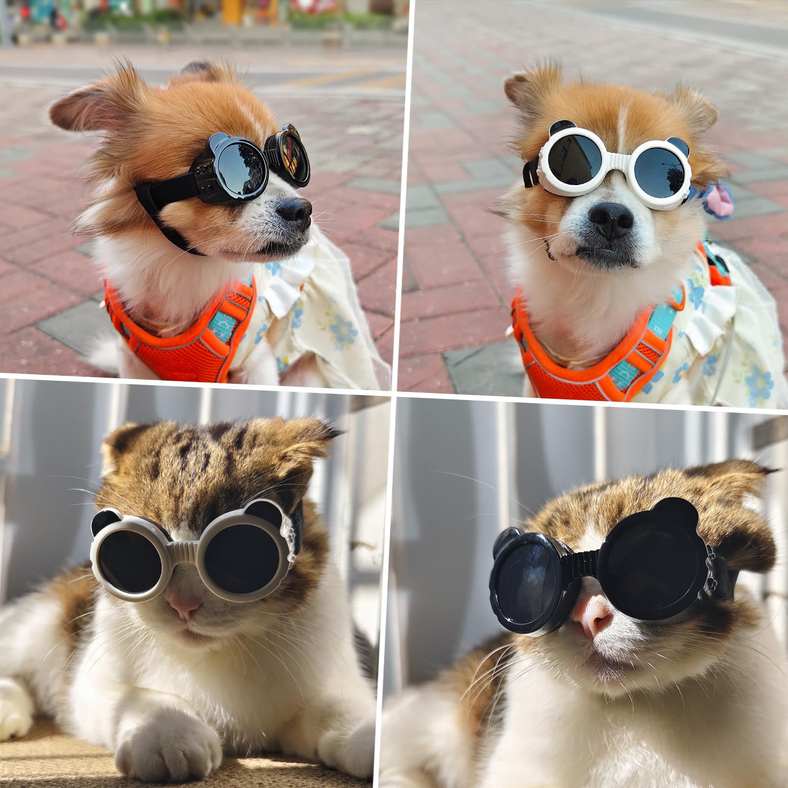NAMSAN Occhiali da Sole per Cani di Piccola Taglia - Montatura Rotonda, Protezione UV - Nero