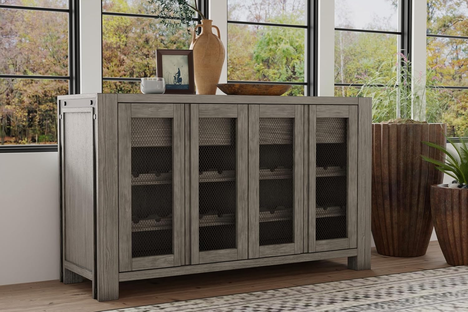 Alpine Furniture Fallon Sideboard, Gray/Black