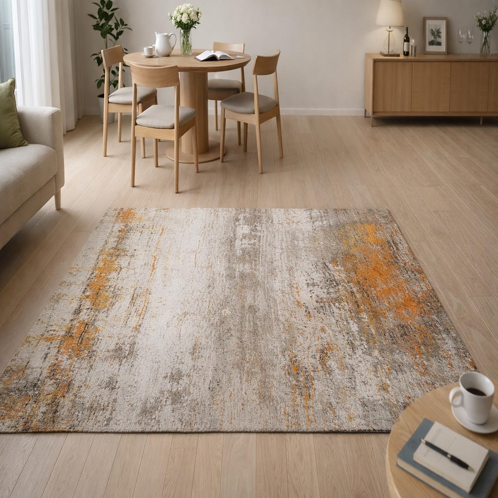 Tapis de salon gris abstrait 120x180cm facile à laver pour chambre