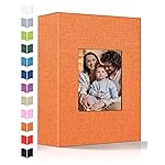 Artfeel Photo Album 4x6 with 100 Pockets,Slip-in Picture Albums,Linen Cover Memory Book with Front Window,White Page Vertical Photo Book for Wedding,Family,Anniversare,Baby,Vacation