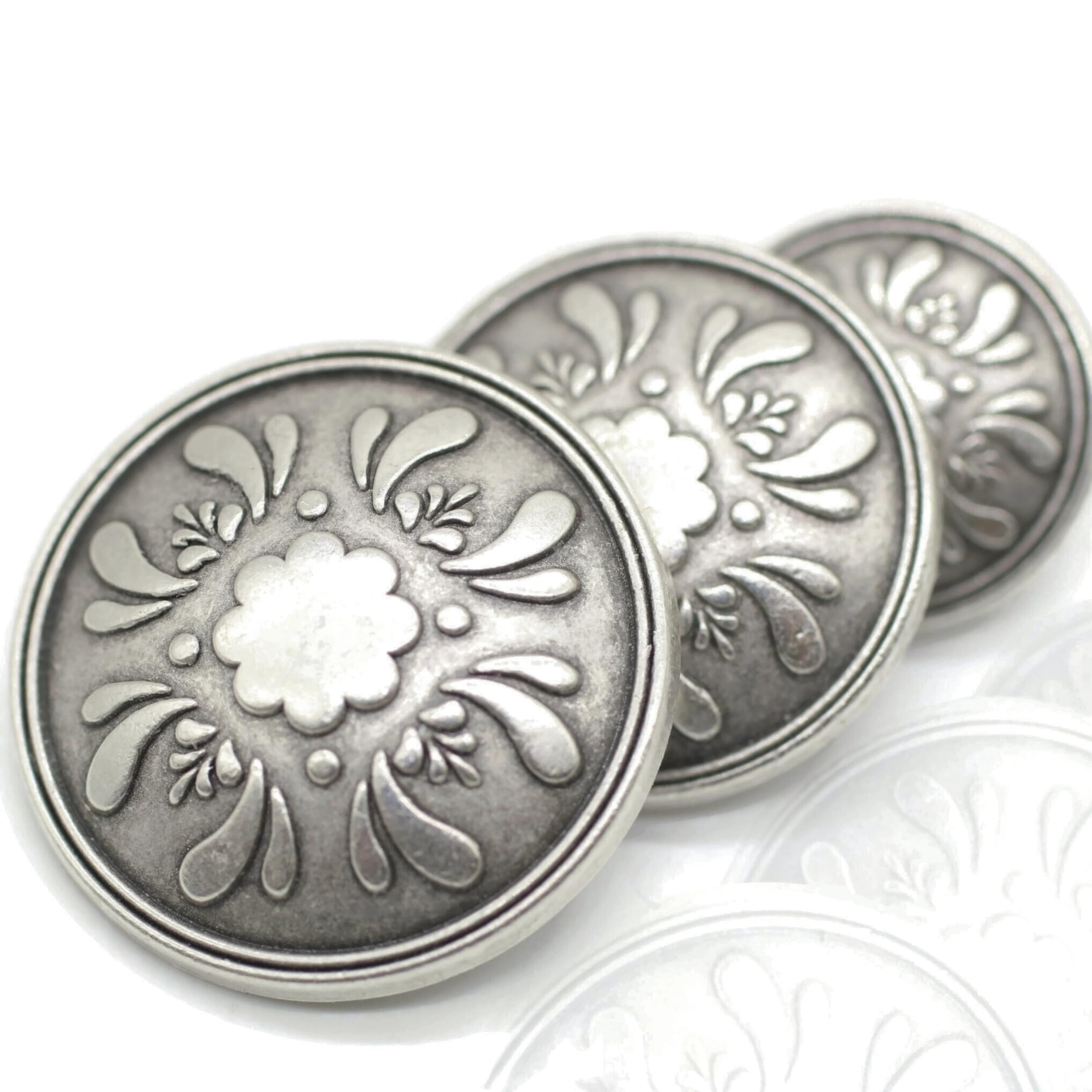 Amazon.com: Antique Silver Metal Shank Buttons - 12 Pcs - 3 Size ...