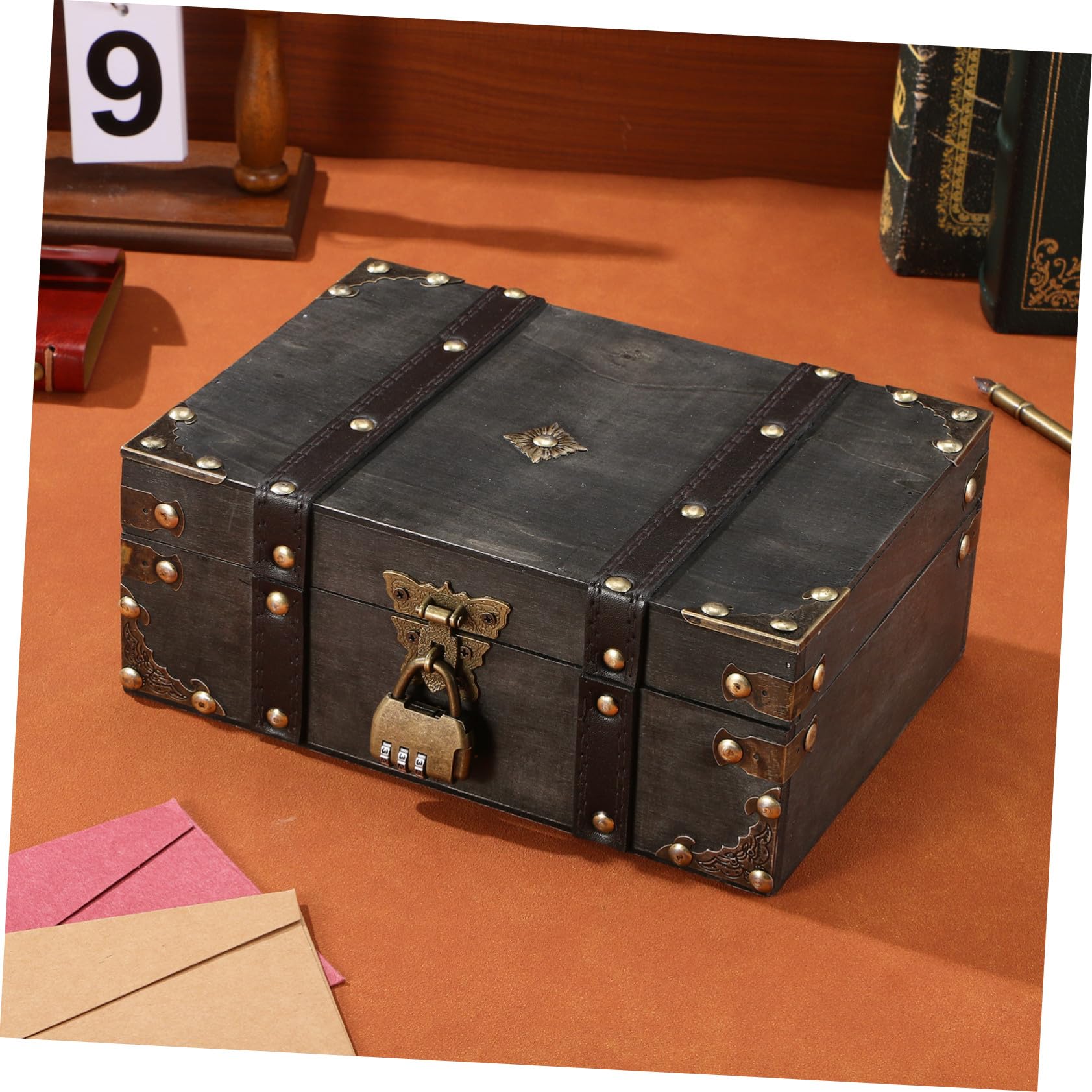 SOLUSTRE Schmuckkästchen Mit Schloss Und Vintage-design Aufbewahrungsbox Für Damen Und Herren Abschließbares Schmuckkästchen Aus Bruchfestem Material Für Zuhause Und Reisen