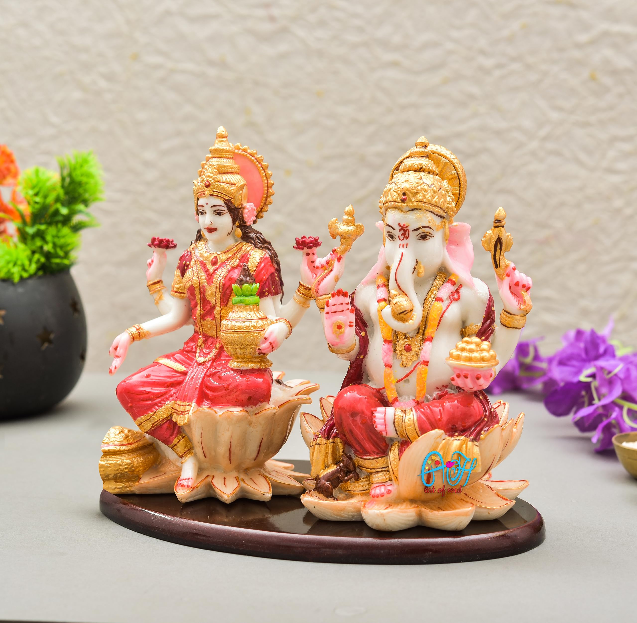 Archna Handicraft Polyresin Ganesh Ji Laxmi Ji Idol Murti for Pooja Room Laxmi Ganesh Murti for Home Temple Pooja Room Decoration Figurine Sculpture (Size :: 7 x 9 Inch) - Image 4 thumbnail