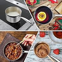 Vista 6 de P&P CHEF Olla y cacerola de tres capas de 1 cuarto de galón, sartén de acero inoxidable con tapa, olla de inducción de cocina, utensilios de cocina