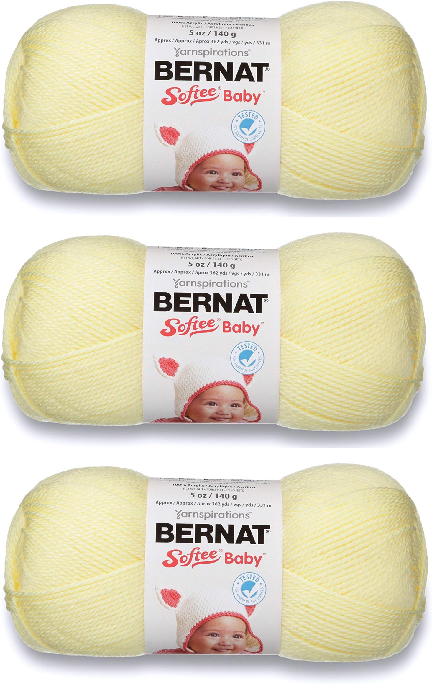 Bernat Softee Baby Pink Flannel Yarn - 3 Pack De 120g/4.25oz | Frete grátis