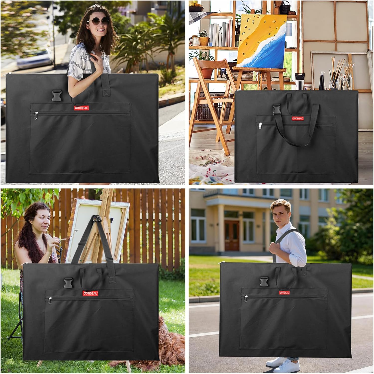 GOTIDEAL Large Art Portfolio Bag, 36x48 Inches Waterproof Art Portfolio Case with Shoulder & Handle Carry, Carrying Storage Bag for Artwork, Poster, Sketching, and Drawing