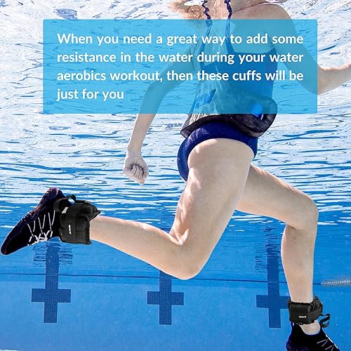 Miniatura 2 de Sporti Aqua Cuffs - Aqua Aerobics Fitness Bandas para tobillo y muñeca - Entrenamiento en piscina - Equipo de ejercicio