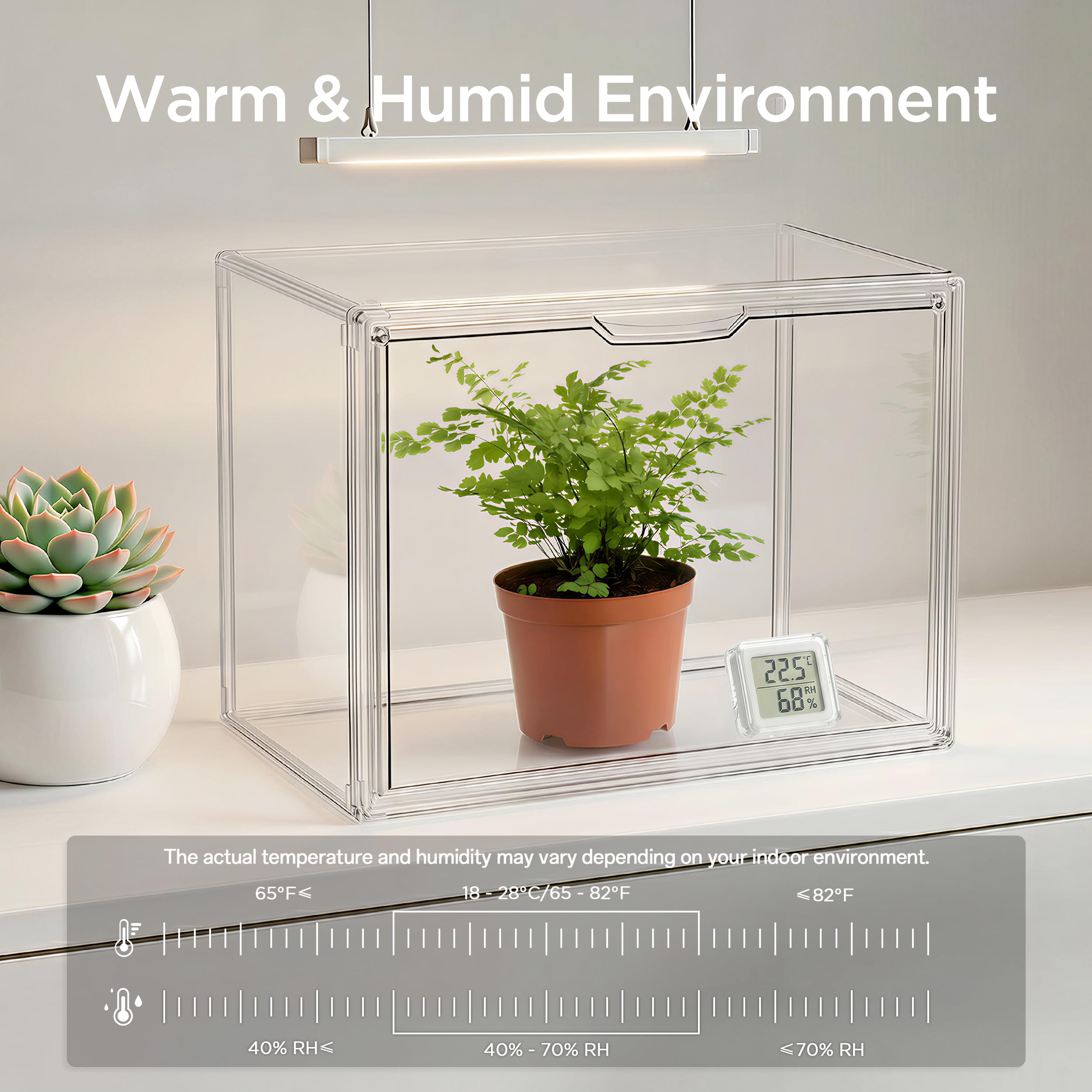 HBlife Mini serra per interni, trasparente, impilabile, con porta magnetica impermeabile per piccole piante, germinazione, serra portatile da tavolo, 36 x 21 x 26 cm (confezione da 5)