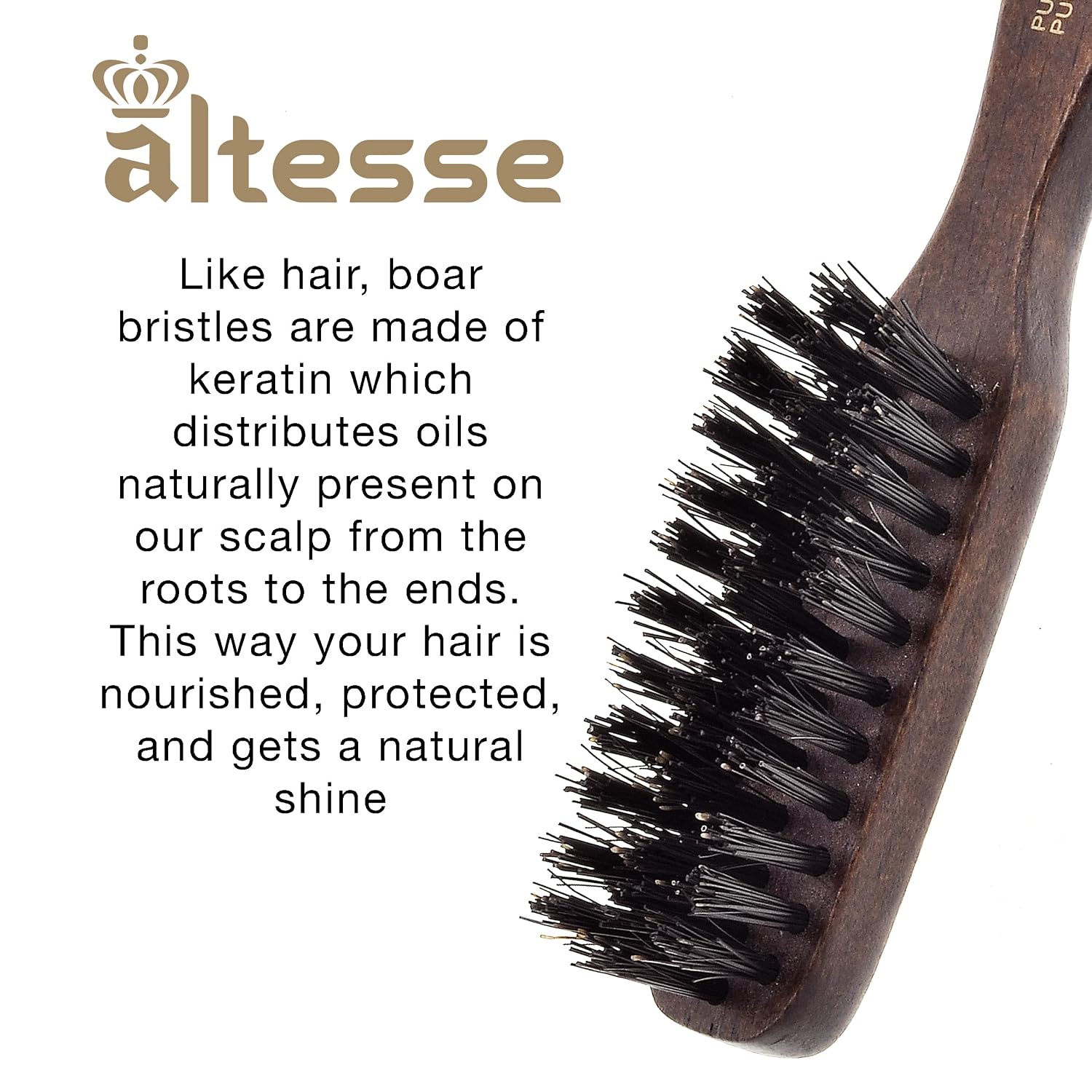 Altesse 320 PM Boar Bristle Beard Brush for Men Beard and Mustache Beard Grooming Kit Dark Beechwood Small Beard Brush Mini with 3 Rows of 100% Firm Boars Hair Beard Brush (5.5") Handmade in France