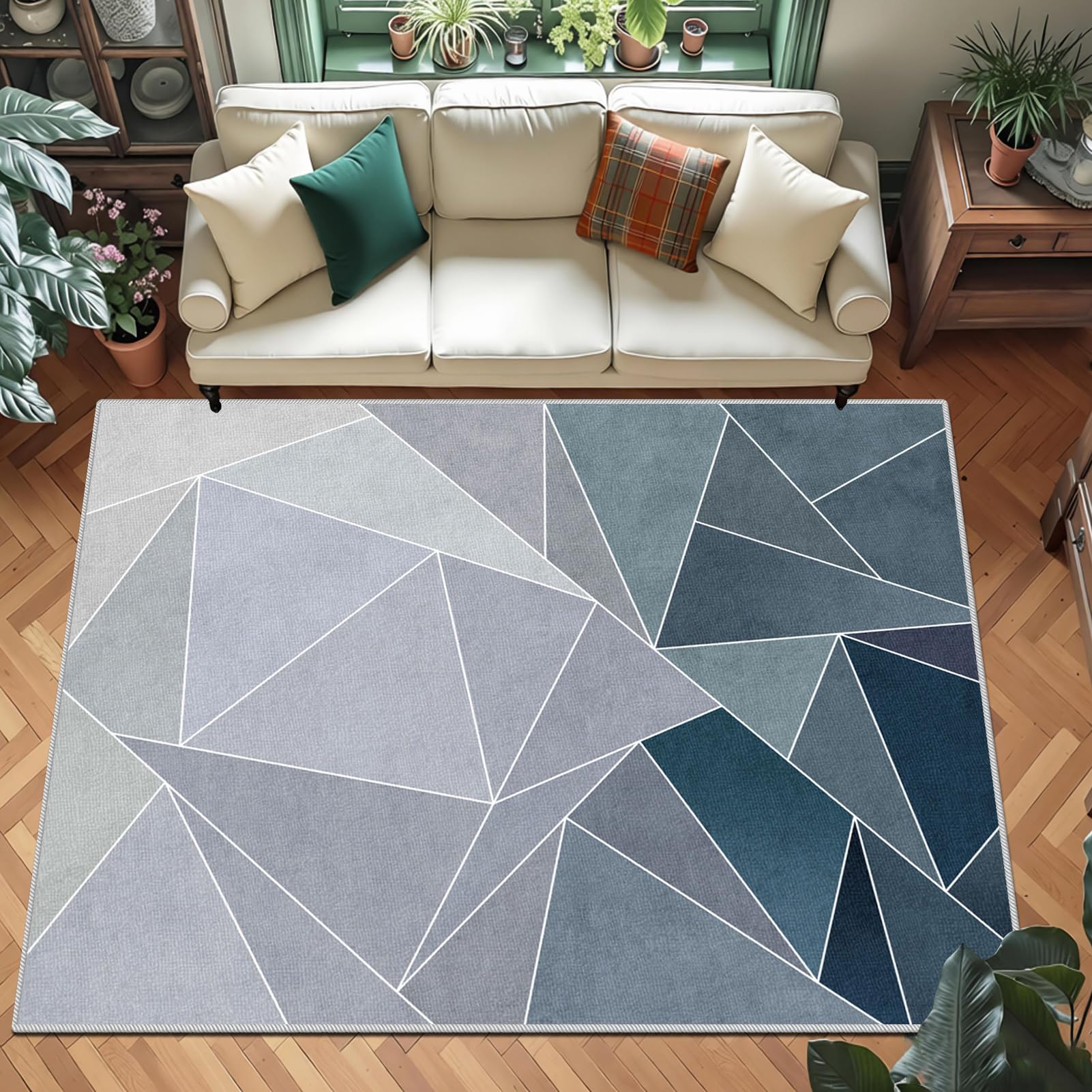 Tapis de balcon et entrée intérieur géométrique lavable chic