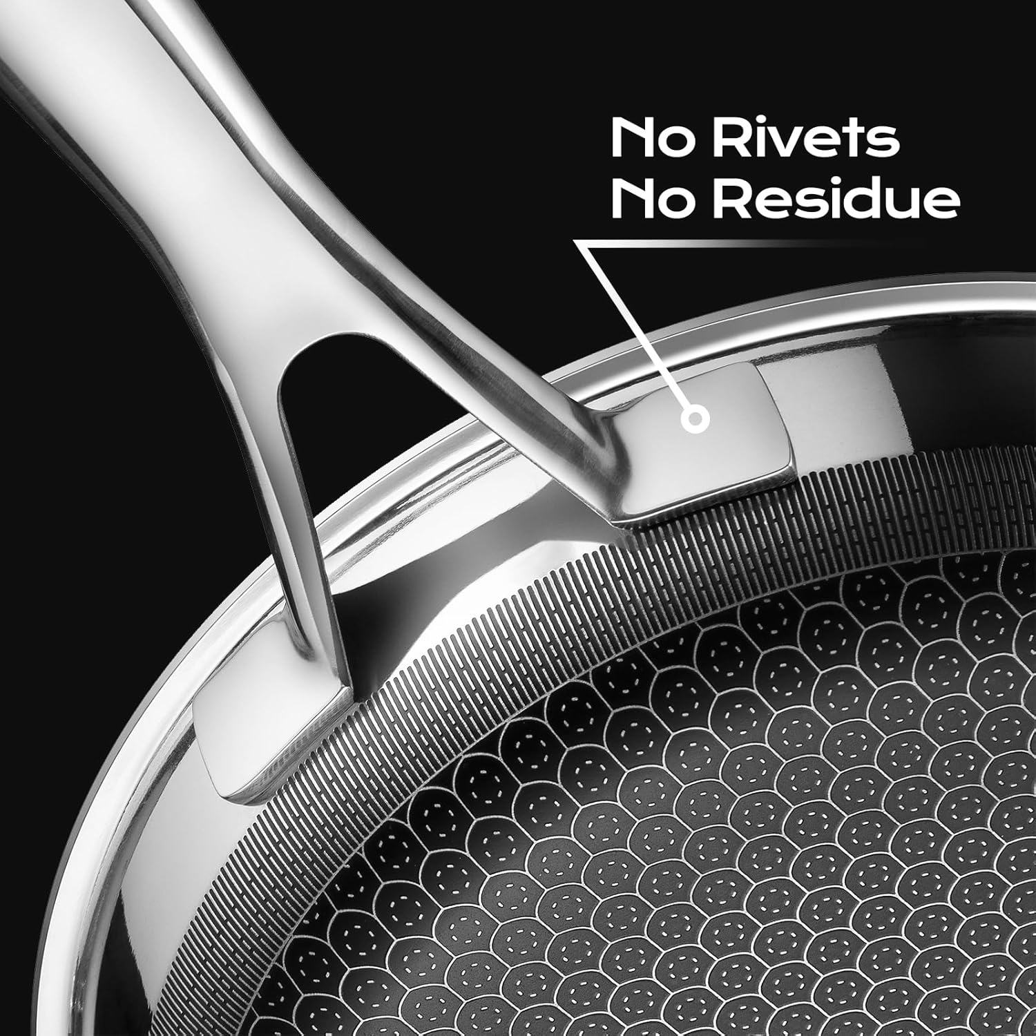 8in Nonstick Frying Pan - Stainless Steel Skillet, Dishwasher & Oven Safe, Compatible with Induction & Gas Stoves, Non-Toxic & Easy to Clean - Image 3