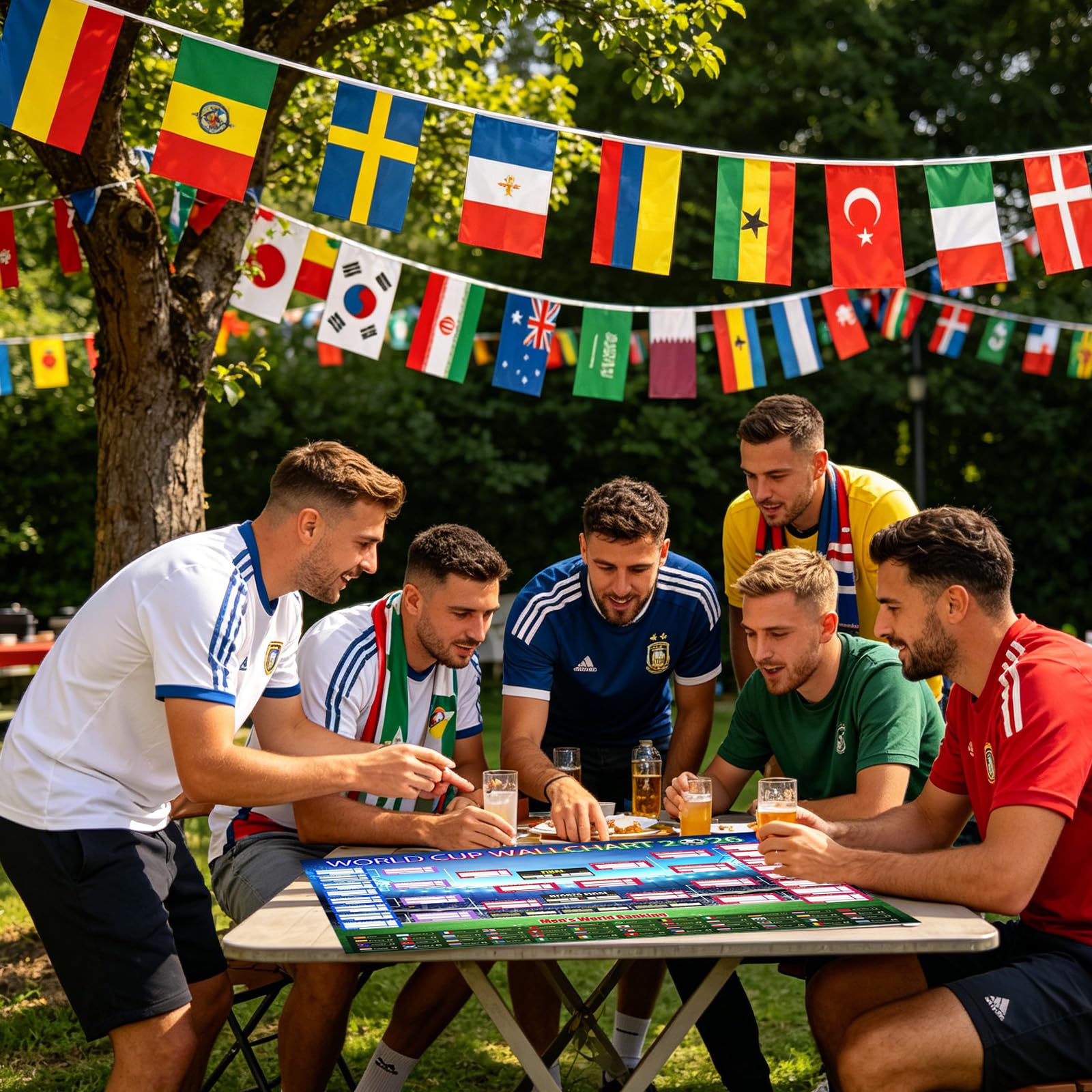 Guirnalda de Banderas del Mundial 2026 15m 48 Selecciones Decoración para Fiestas de Fútbol