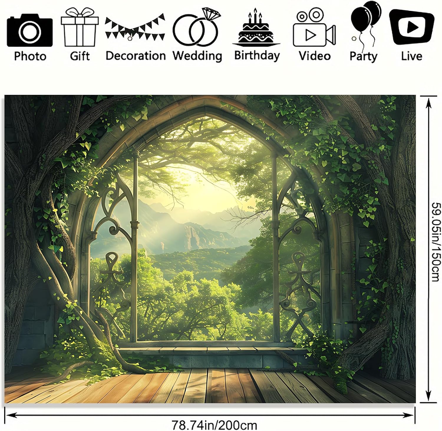 KKYEJLQYI Magic Treehouse Forest Tapestry 79 x 59 Inches - Polyester Wall Hanging - for Bedroom Dorm Living Room Decor(Enchanted Forest Arch)