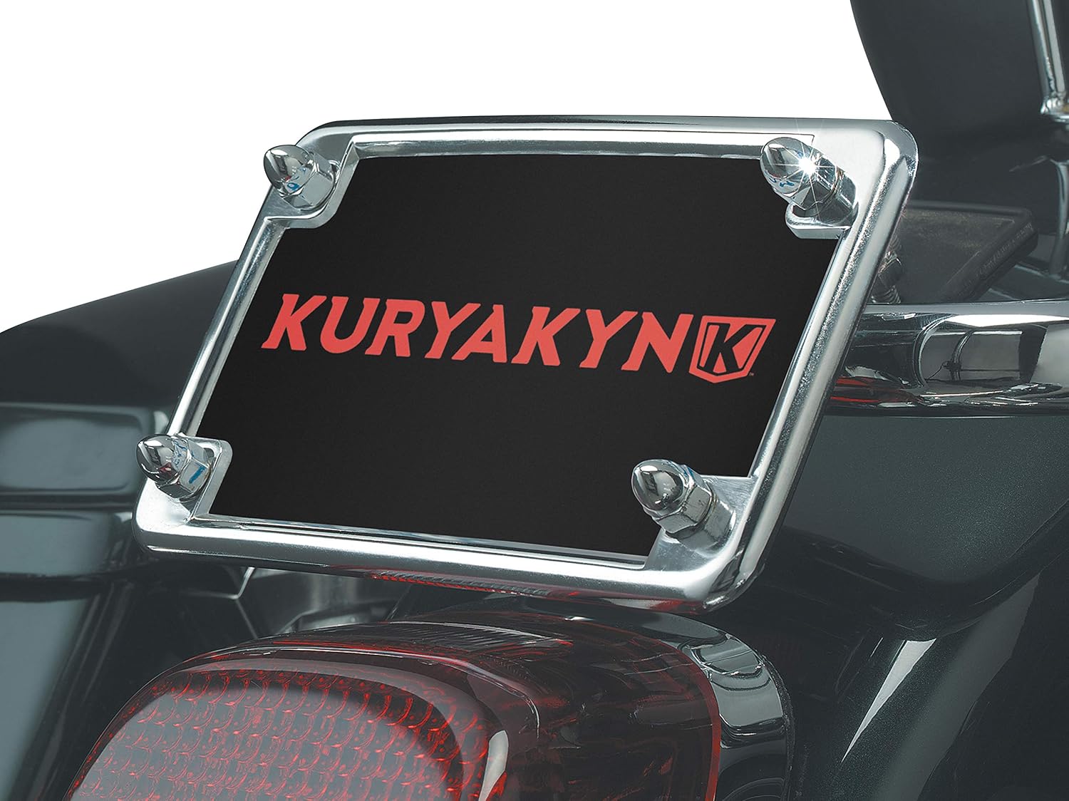 Kuryakyn 9166 Motorcycle Accent Accessory: License Frame & Back Plate Set, Universal Fit for 4" x 7" Plates, Chrome