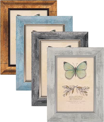XUANLUO 5x7 Picture Frames Set of 4 Rustic Retro Photo
