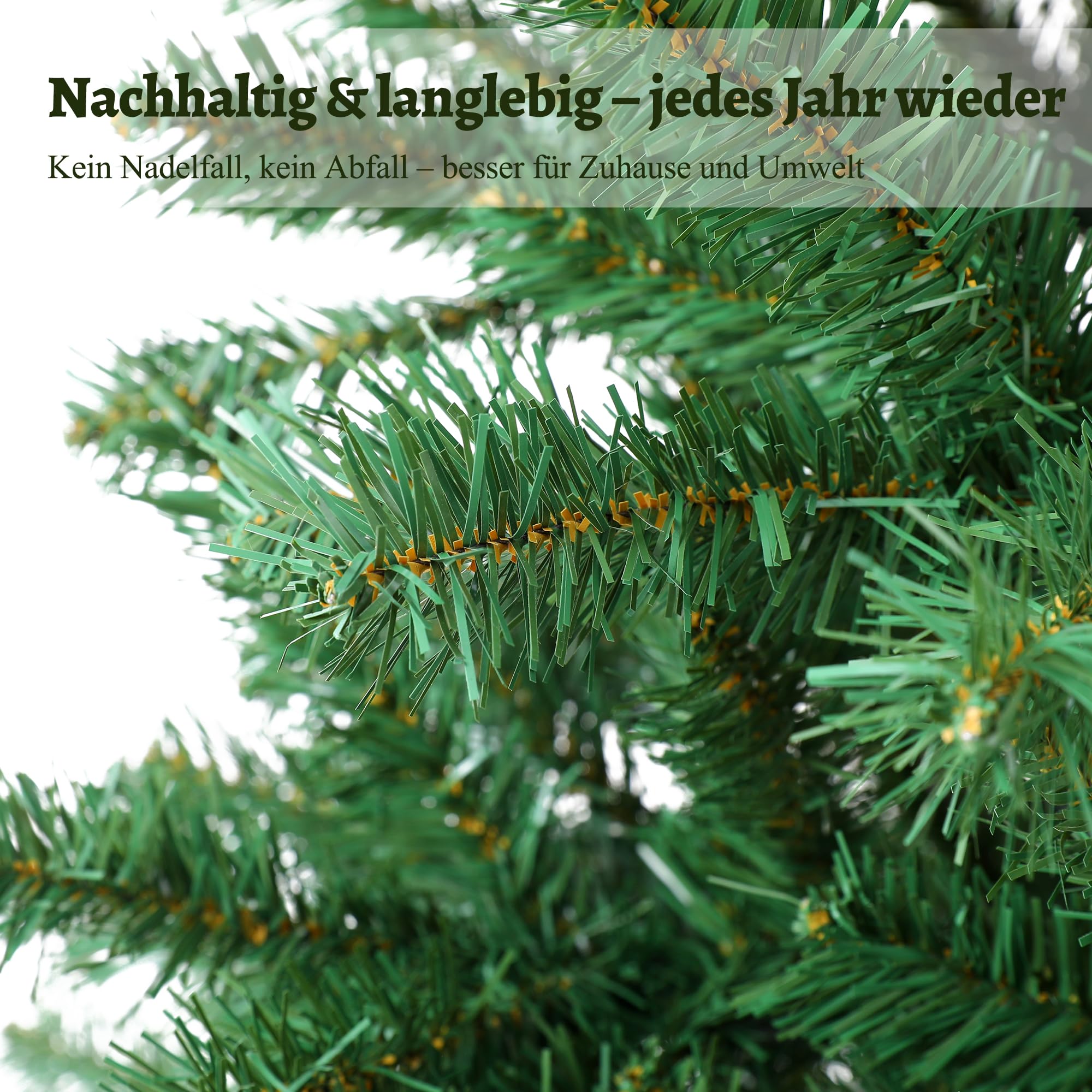 Künstlicher Weihnachtsbaum 180 cm – Dicht & Naturgetreu wie Nordmanntanne – Grüner PVC Christbaum mit stabilem Metallständer & Klappsystem – Kunst Weihnachtsbaum für Innenbereich