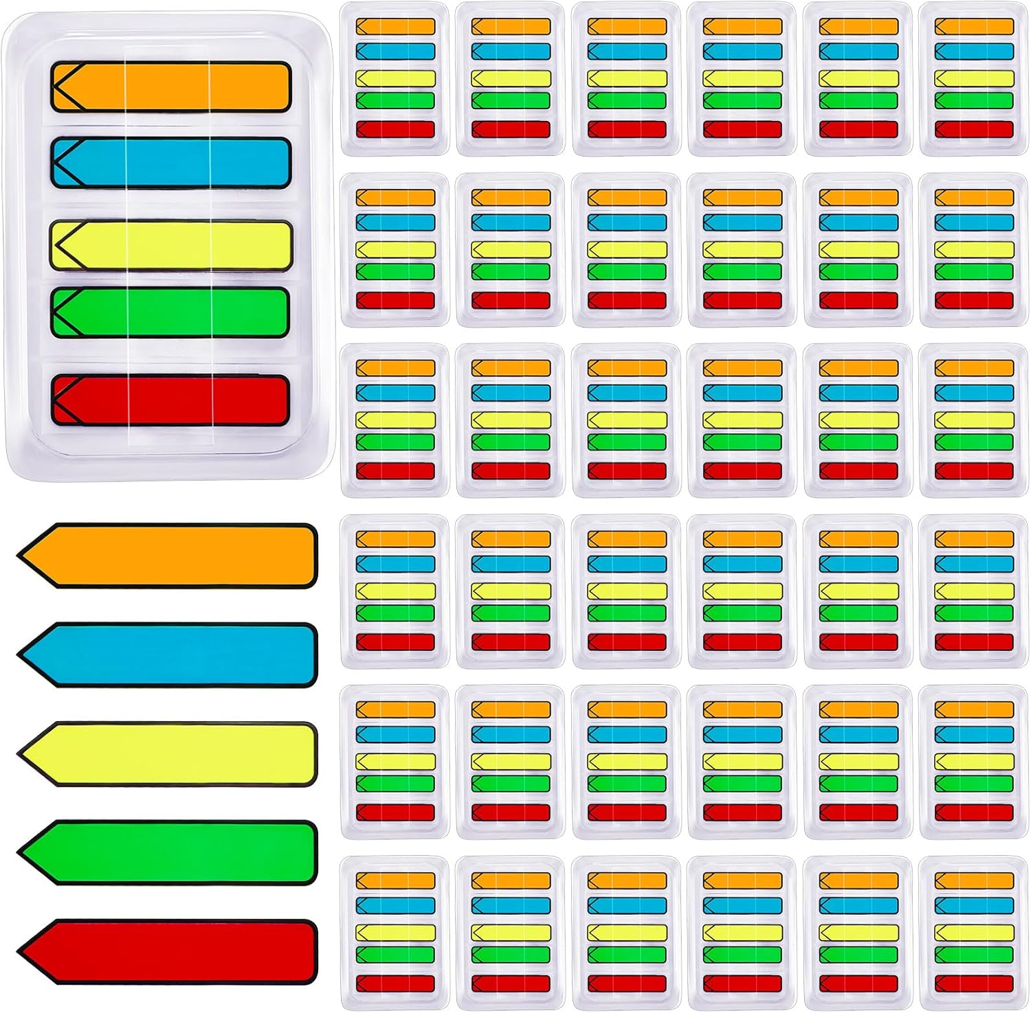 Teling 4000 Page Markers Colored Sticky Tabs Arrow Flags Tabs with Dispenser - 5 Colors Sign Here Index Tab Stickers for Notebooks, Books, Documents, Office Paper Organization