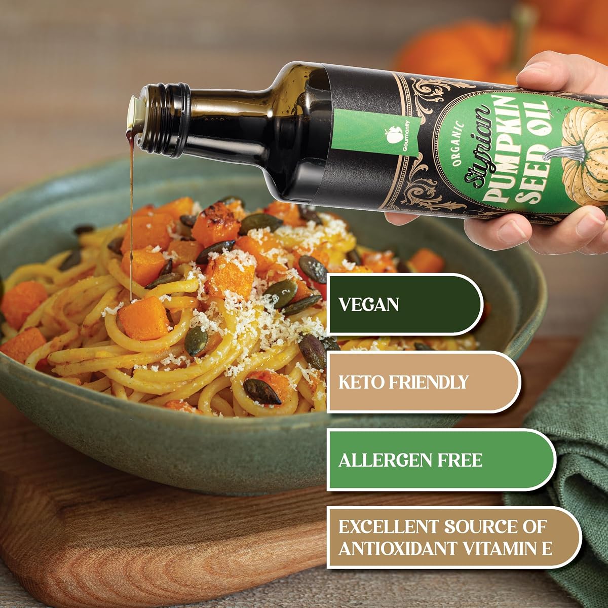 Organic Cold-Pressed Pumpkin Seed Oil (Styrian) view 3