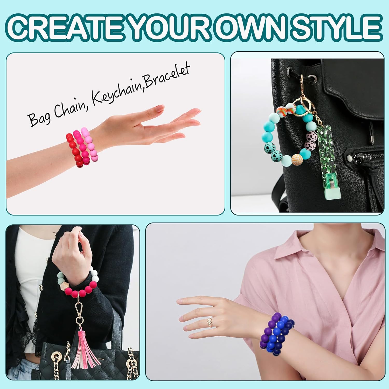 120pcs 15mm Bulk Silicone Beads for Pens, Keychains, Necklaces and Bracelets Making, Assorted Rubber Beads Set (Red) - Image 5