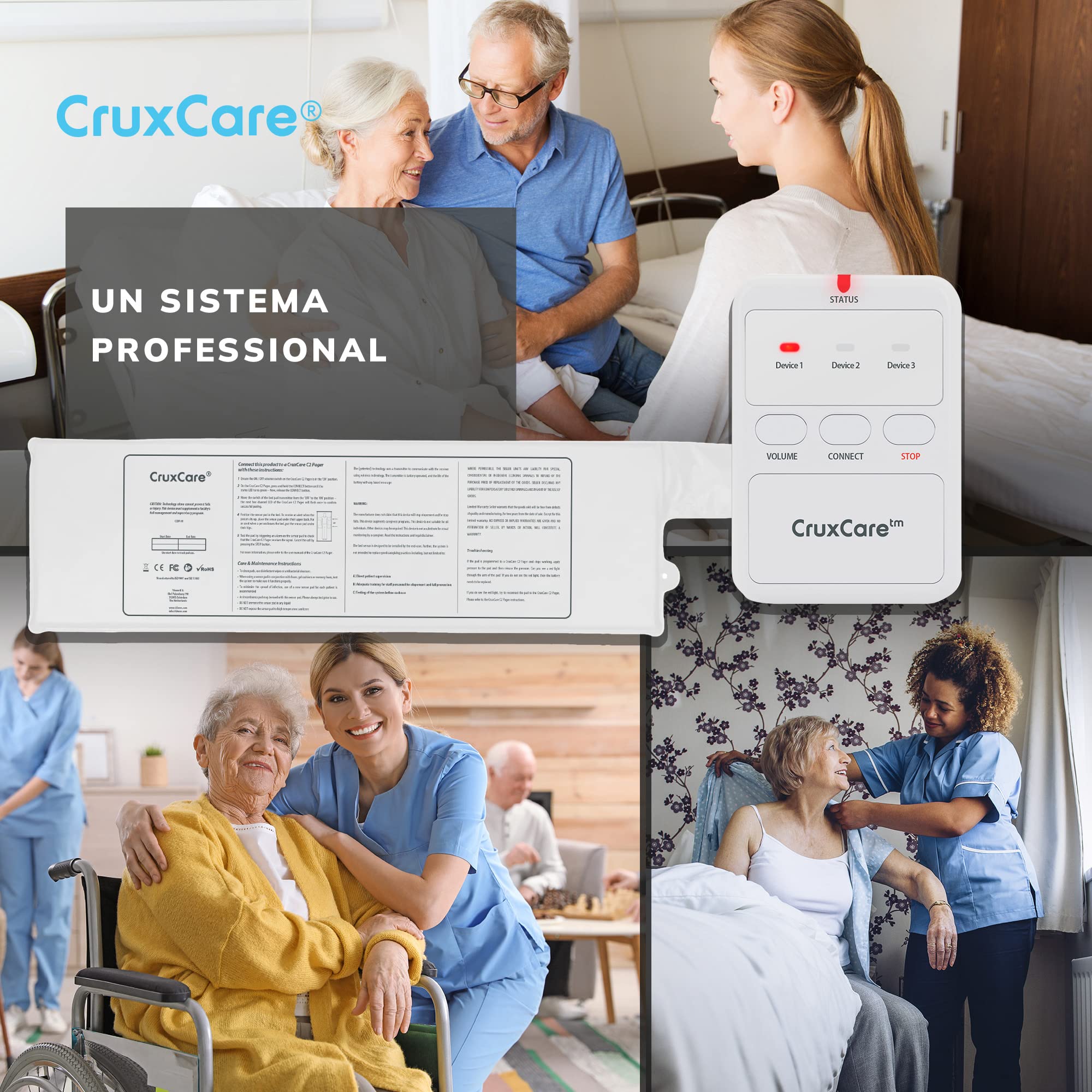 C2 Avisador Personas Mayores - 1 Botón de Llamada | 1 Localizador, Alarma para Ancianos y Discapacitados, Sistema de Emergencia Ancianos, Portátil, Ampliable