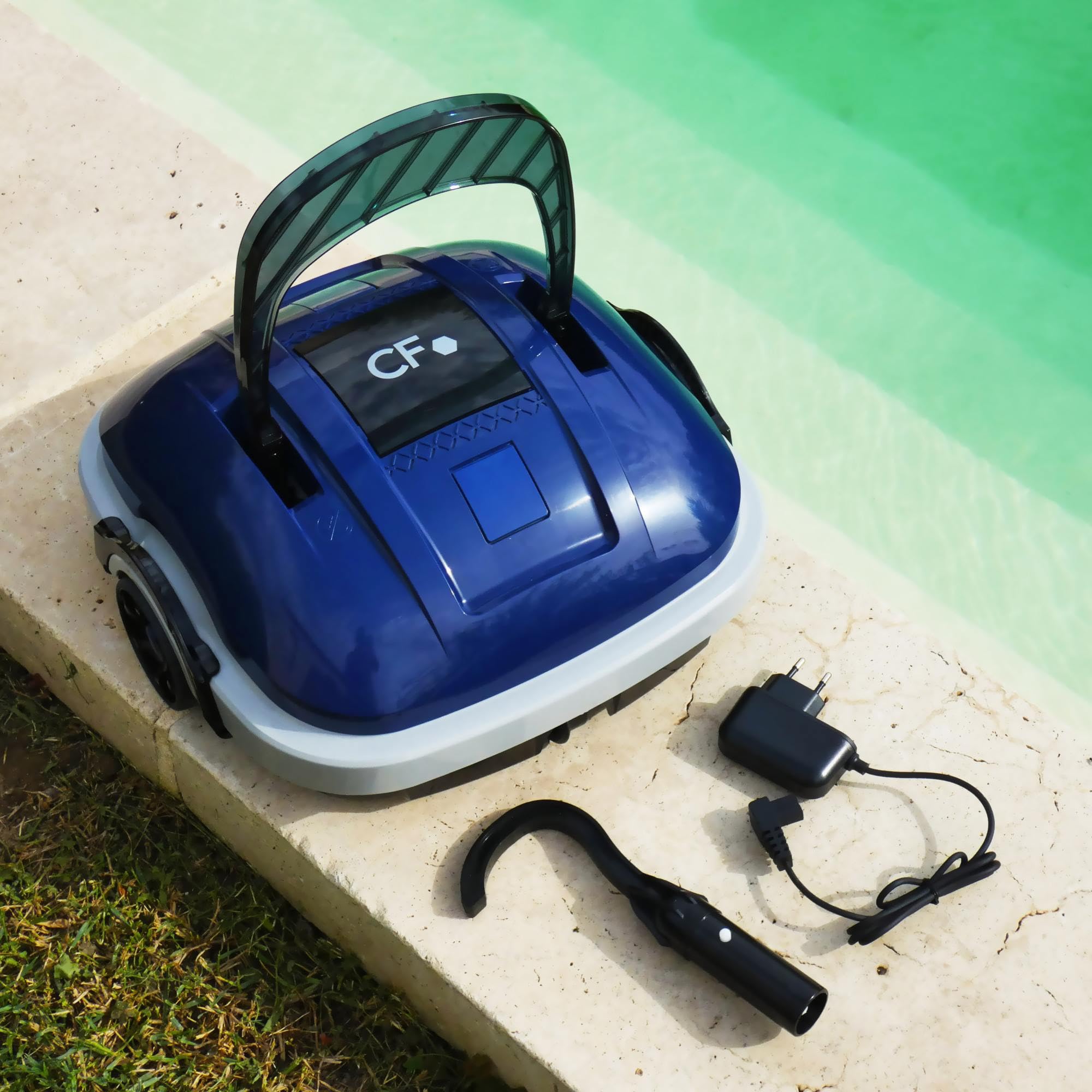 CF - Robot Piscine sans Fil CF 45CL - Nettoyeur sur Batterie pour Piscine jusqu'à 50 m² - Tamis Filtant