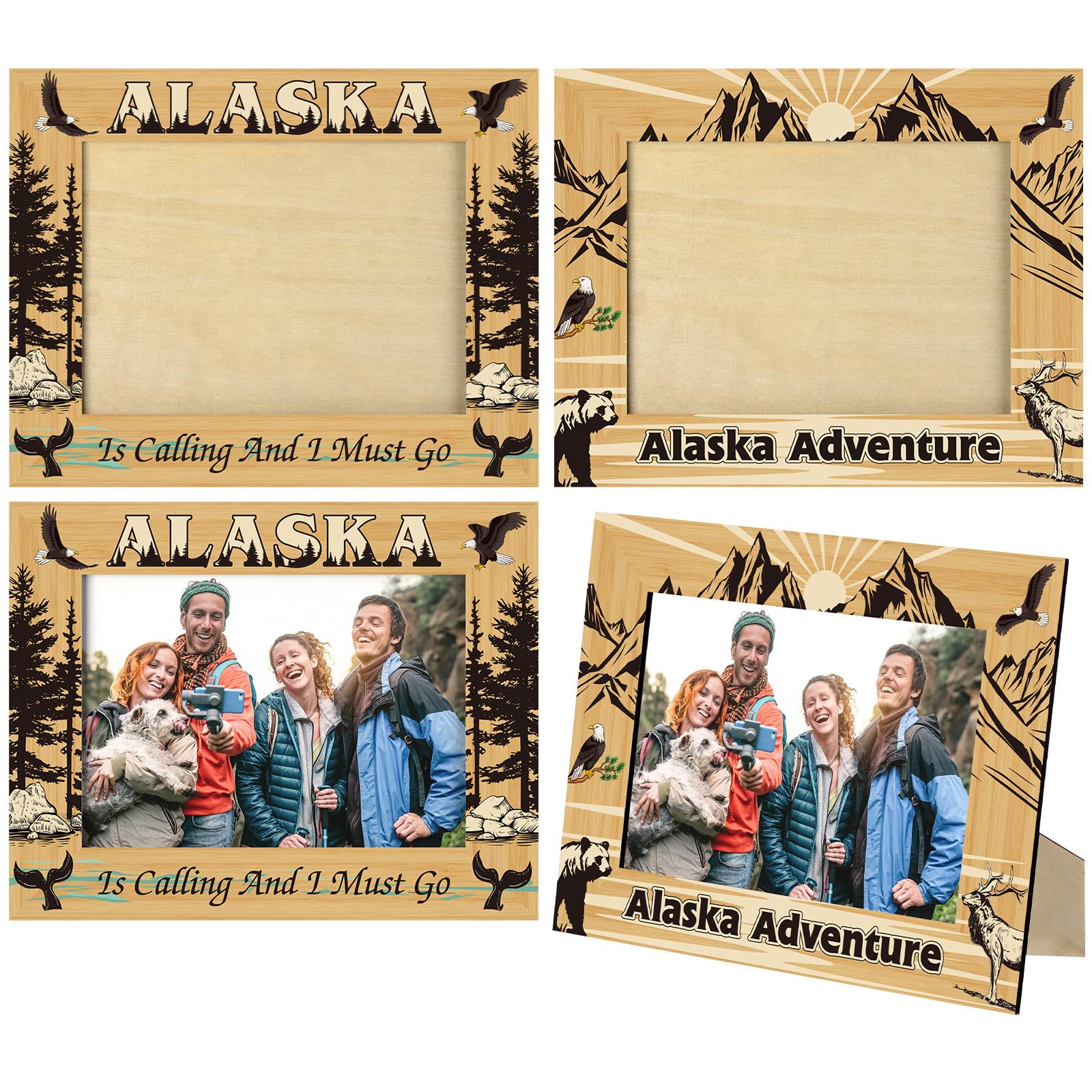 Cadres photo en bois Alaska souvenir de voyage - Décoration maison et cadeaux couple