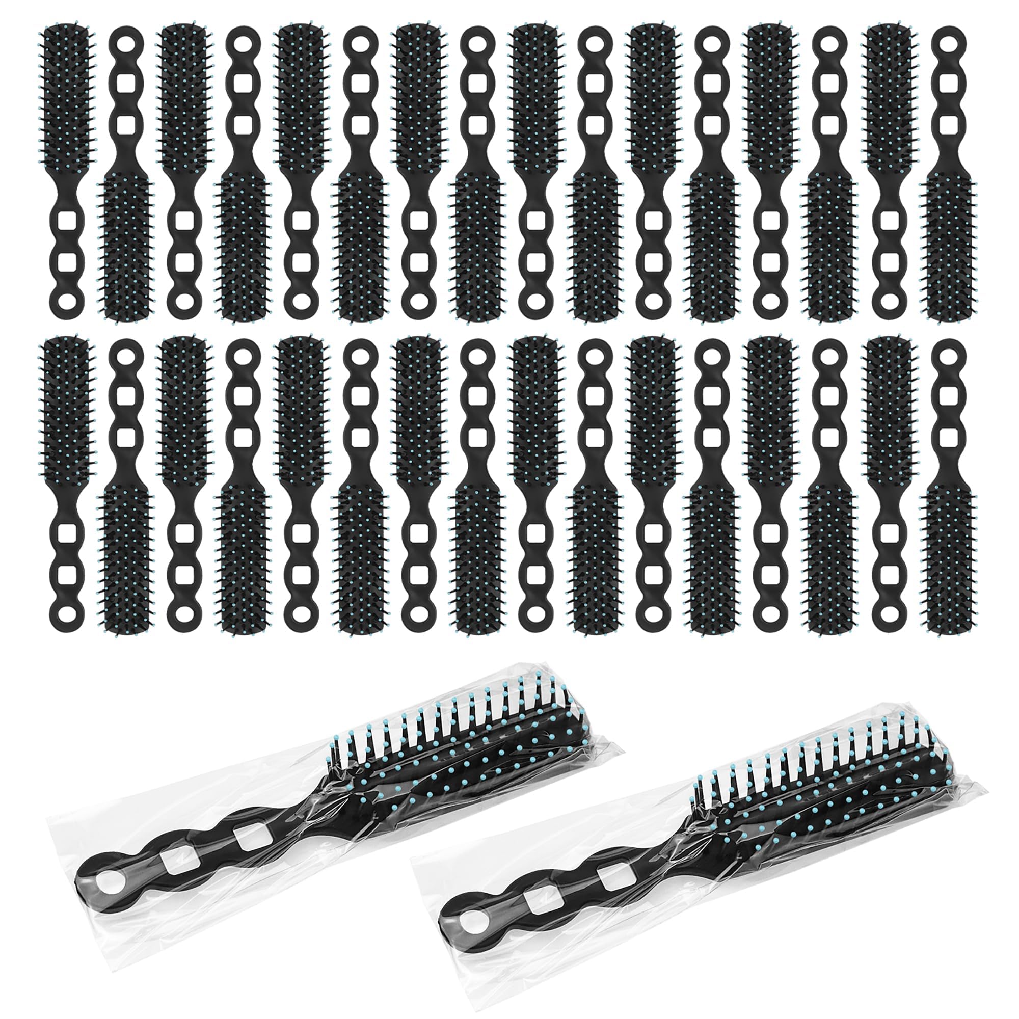 Bulk Haarbürsten für Obdachlose, einzeln verpackt, Haarbürste, 100 Stück, Haarbürste für lockiges Haar, geeignet für Obdachlose, Unterschlupf, Air Bnb/Hotel, Schwarz
