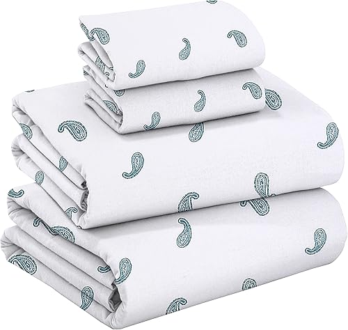 Miniatura 1 de RUVANTI Juego de sábanas de franela de tamaño matrimonial, 100% algodón cepillado, bolsillos profundos de 16 pulgadas (se ajusta hasta 18 pulgadas),